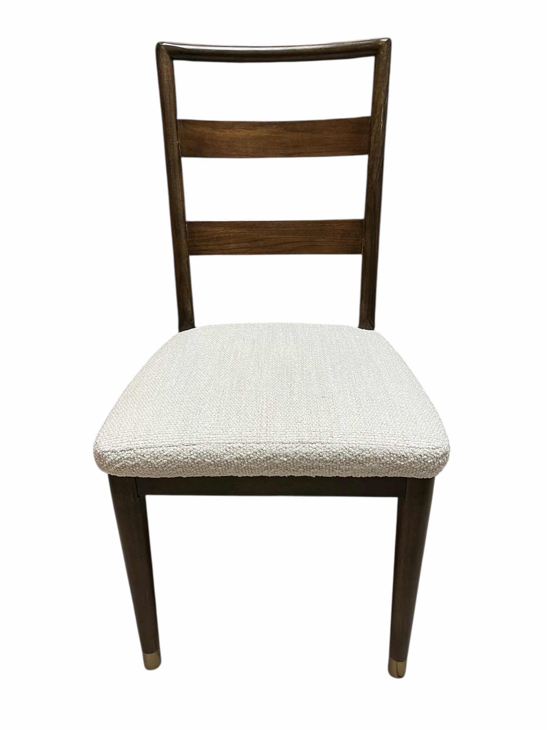 Photo 1 of $150.   BRIGHTON DARK BROWN WOOD FINISH OFF-WHITE TWEED CUSHION DINING ACCENT CHAIR 19.5” X 25” H38”