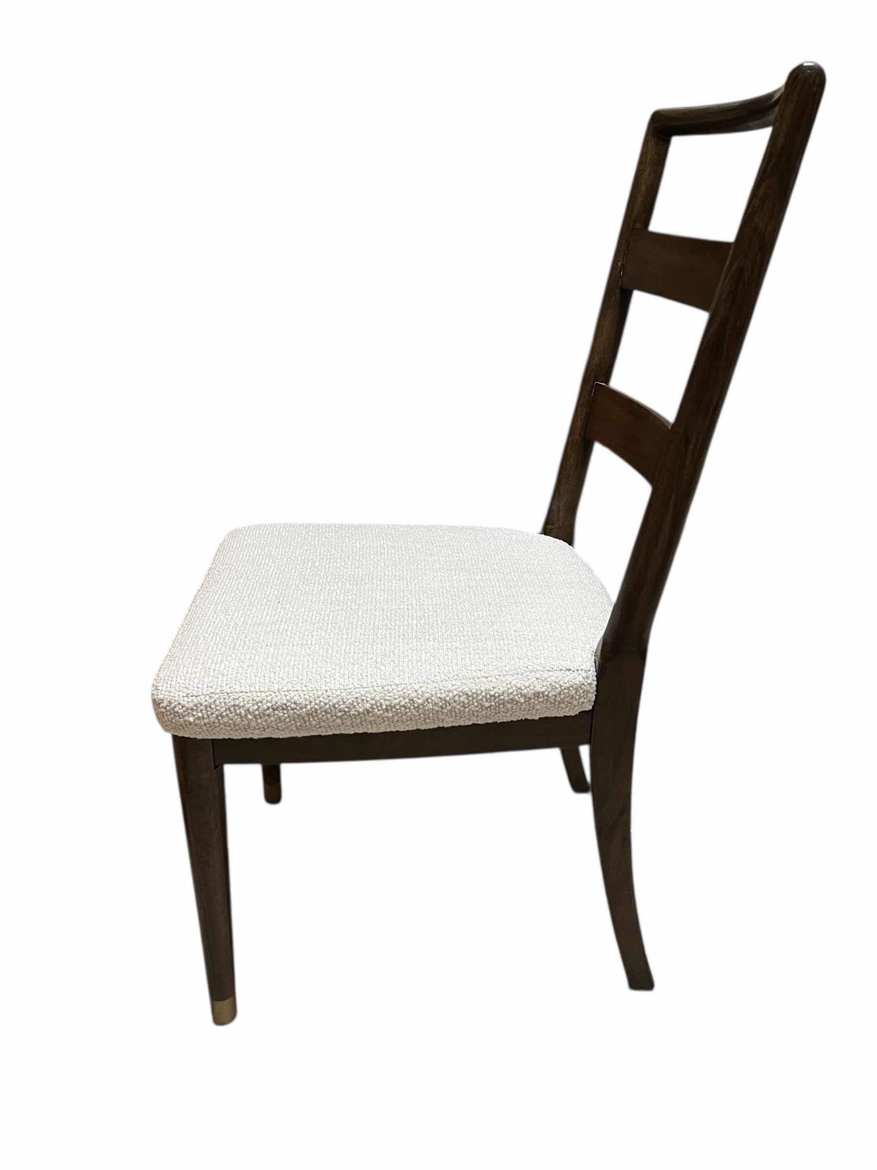 Photo 1 of $150.   BRIGHTON DARK BROWN WOOD FINISH OFF-WHITE TWEED CUSHION DINING ACCENT CHAIR 19.5” X 25” H38”