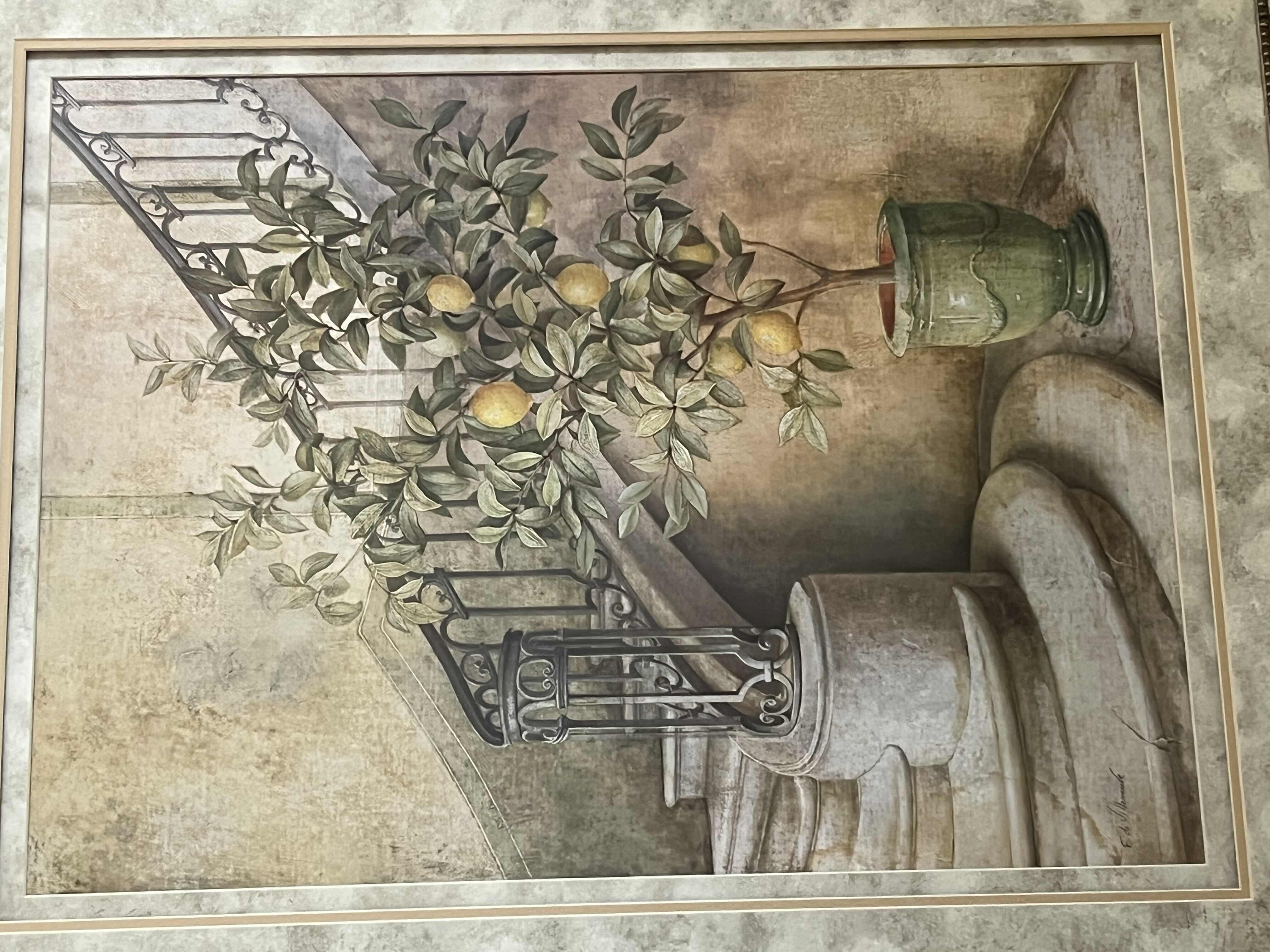 Photo 1 of ART IN MOTION LEMON STAIRWELL BY FABRICE DE VILLENEUVE FRAMED ARTWORK 36” X 44”