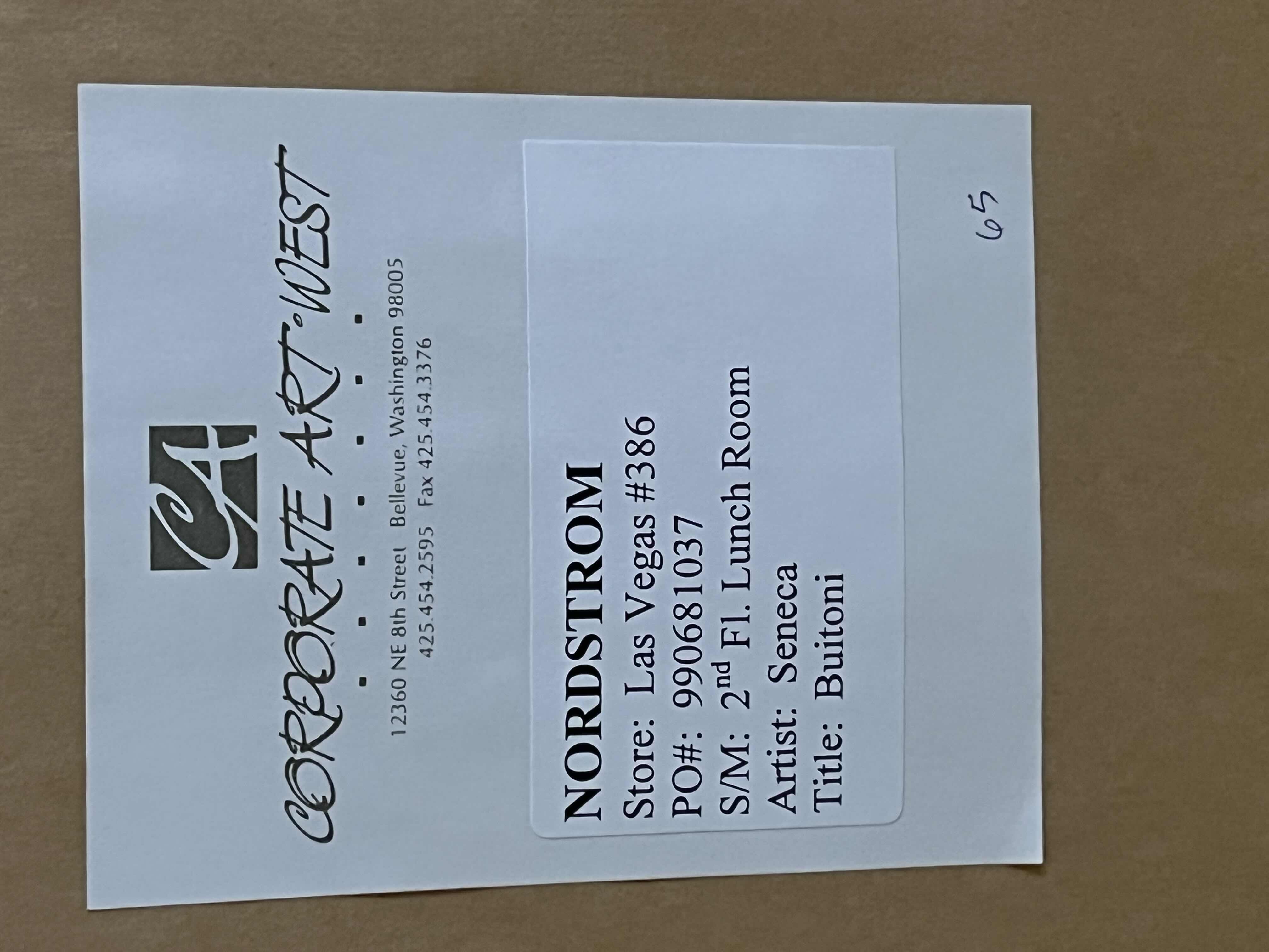 Photo 1 of NORDSTROM CORPORATE ART WEST PASTINA GLUTINATA BUITONI BY SENECA ARTWORK 32” X 41”