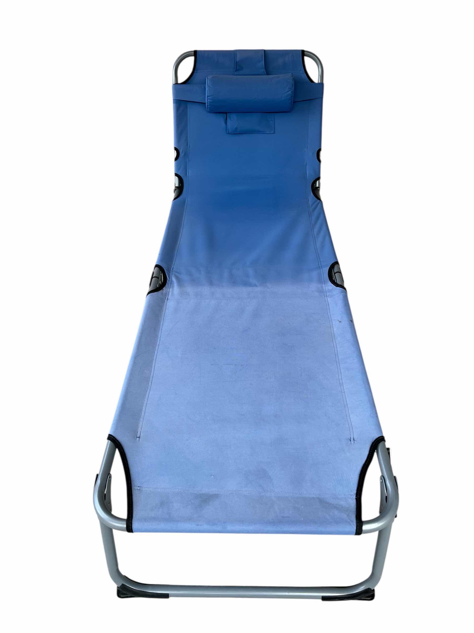 Photo 1 of GO PLUS BLUE ADJUSTABLE BACK FOLDING PATIO LOUNGE CHAIR 23.5” X 76” H13”-31”