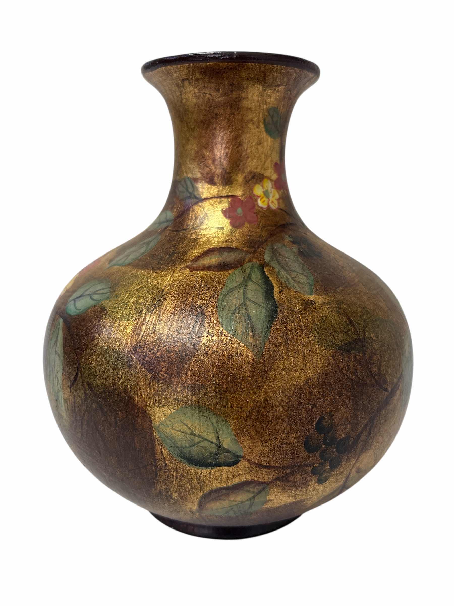 Photo 1 of HANDMADE HAND PAINTED BRONZE FINISH VASE H8”