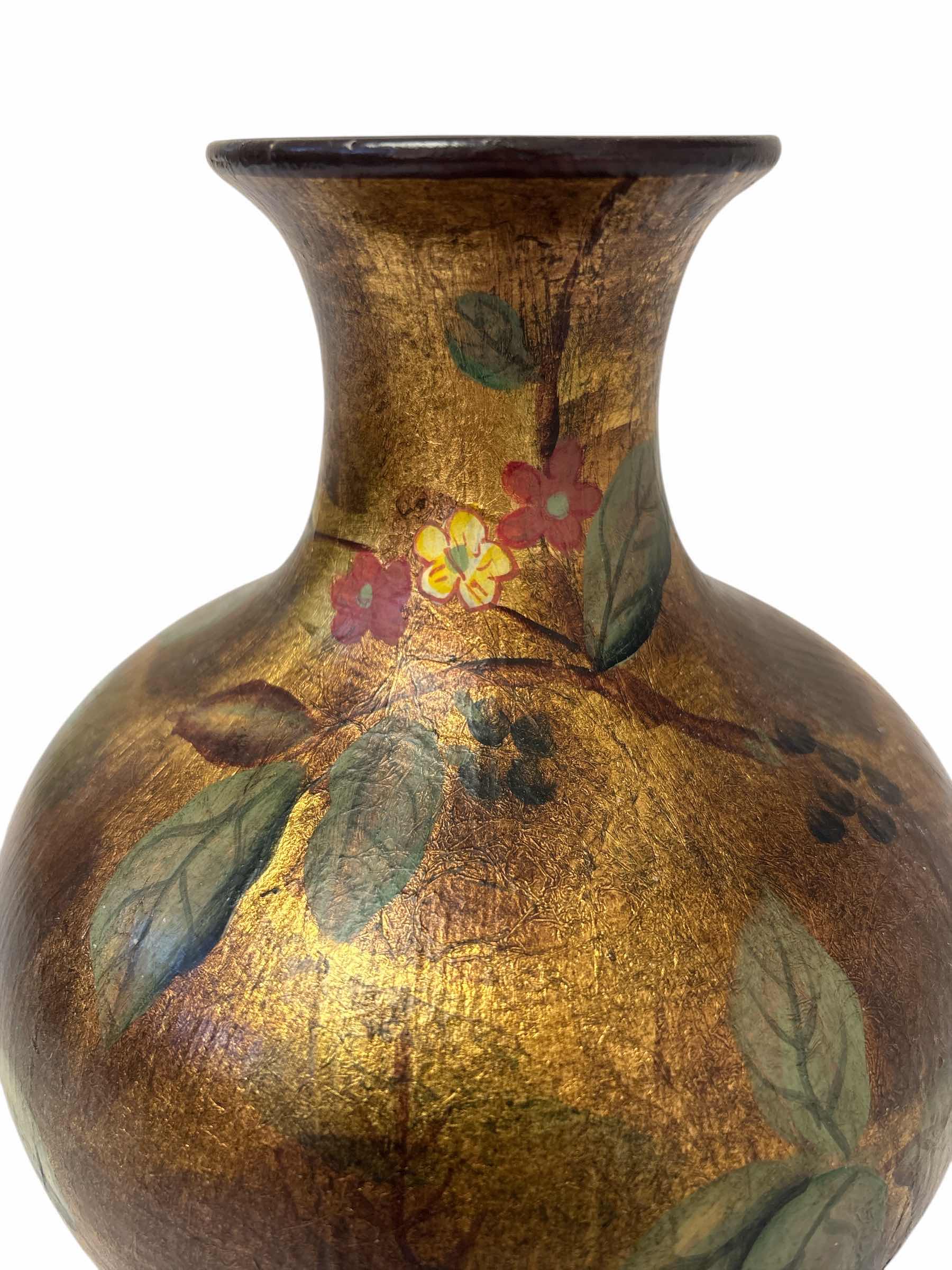 Photo 1 of HANDMADE HAND PAINTED BRONZE FINISH VASE H8”
