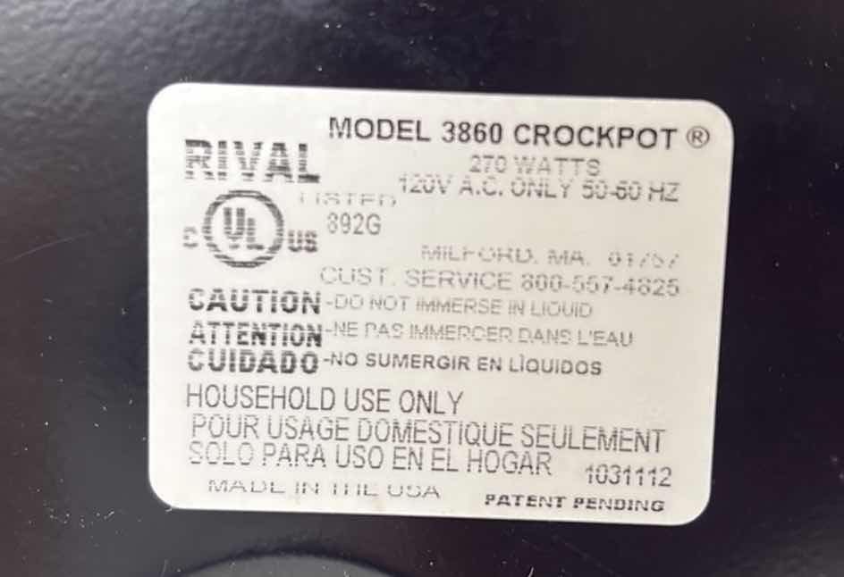 Photo 1 of RIVAL 6QT CROCK POT MODEL 3860