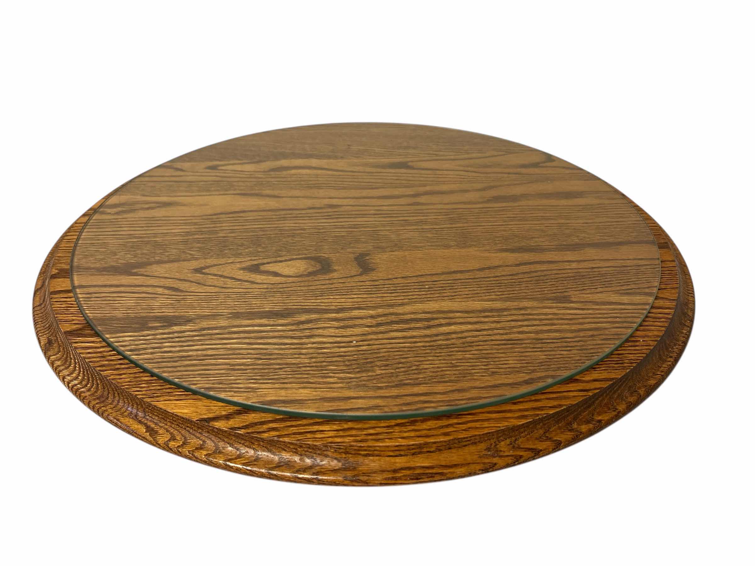 Photo 1 of WOOD LAZY SUSAN W GLASS TOP 22”