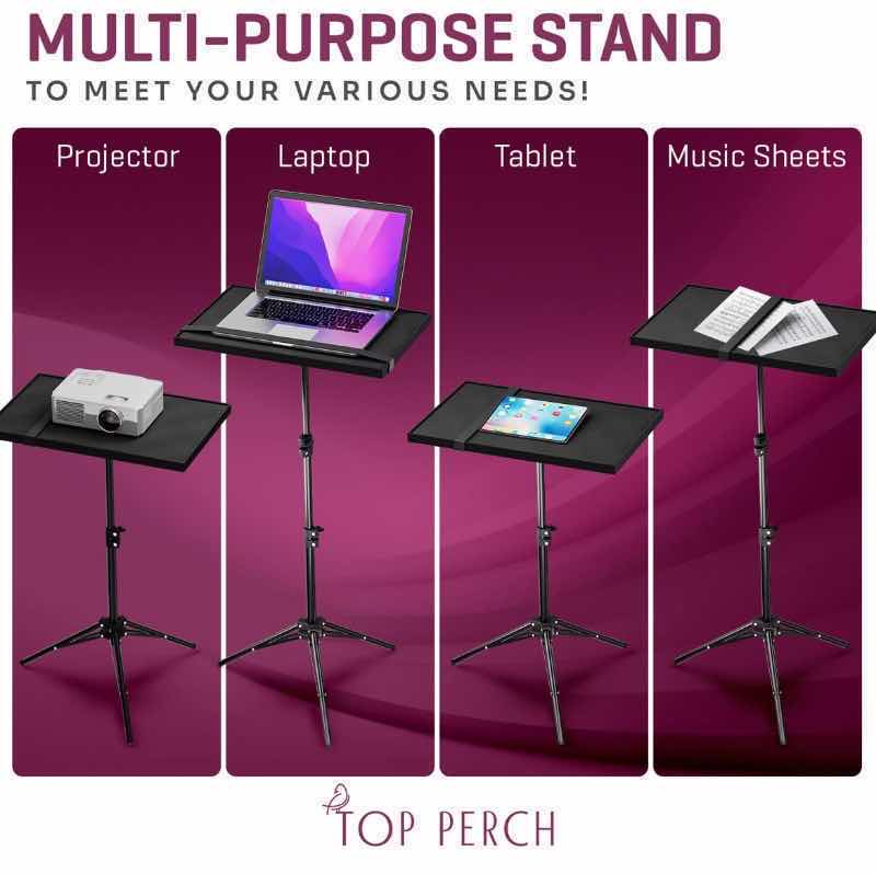 Photo 1 of NEW PALLET OF TOP PERCH PORTABLE LAPTOP/PROJECTOR TRIPOD STANDS WITH ADJUSTABLE HEIGHTS 18.5”- 42.5” 6.5LBS CAP (16 CASES/5 PER CASE) READ NOTES