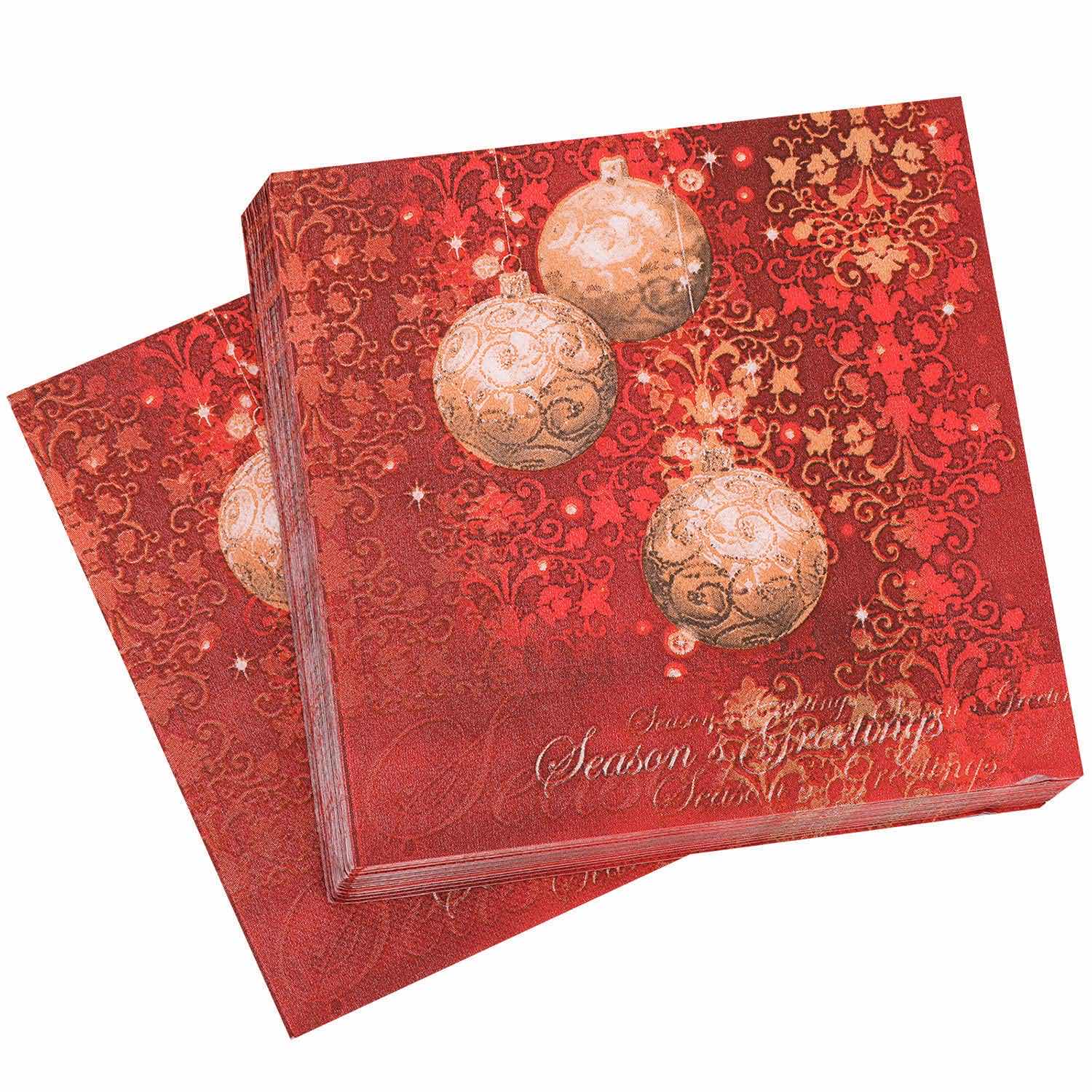 Photo 1 of CASE OF HOME-X SEASONS GREETINGS PAPER NAPKINS 6.5” (63 SETS/48PCS PER SET/3024 TOTAL) READ NOTES
