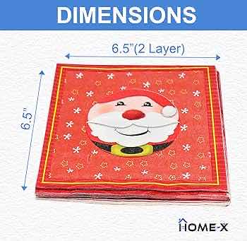 Photo 1 of CASE OF HOME-X SANTA CLAUSE PAPER NAPKINS 6.5” (75 SETS/48PCS PER SET/3600 TOTAL) READ NOTES