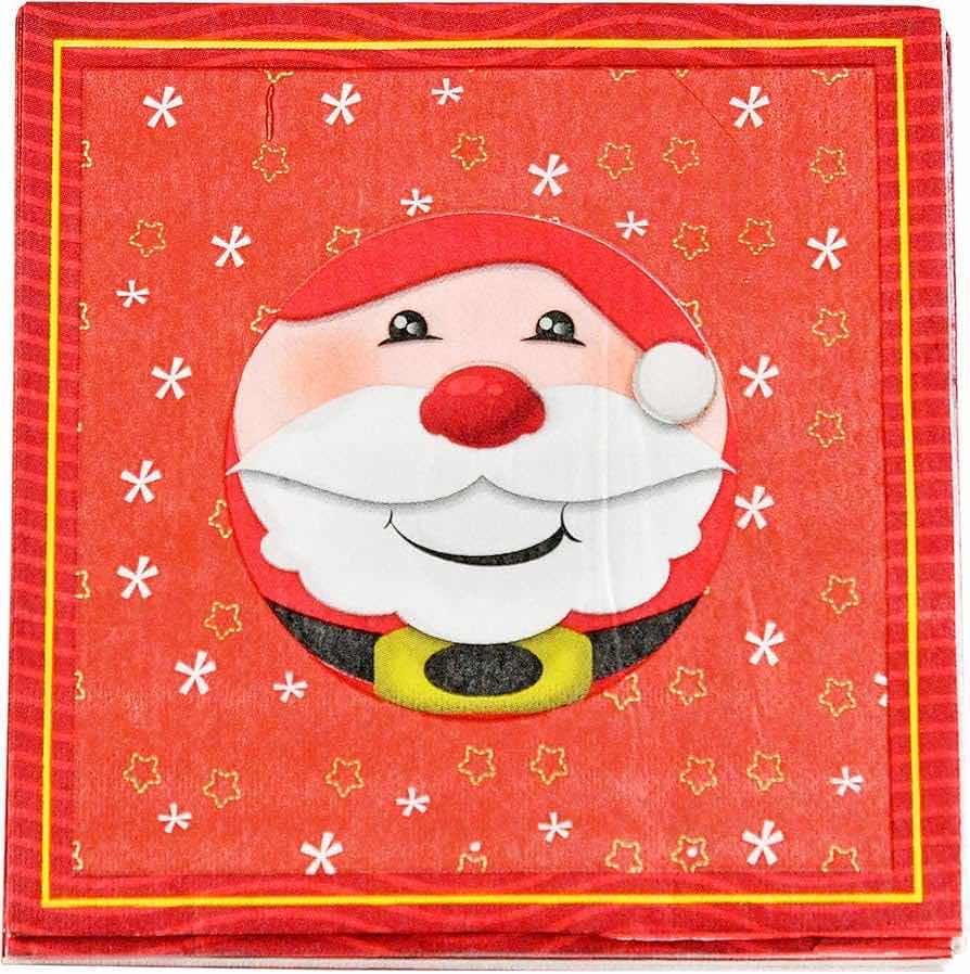 Photo 1 of CASE OF HOME-X SANTA CLAUSE PAPER NAPKINS 6.5” (75 SETS/48PCS PER SET/3600 TOTAL) READ NOTES