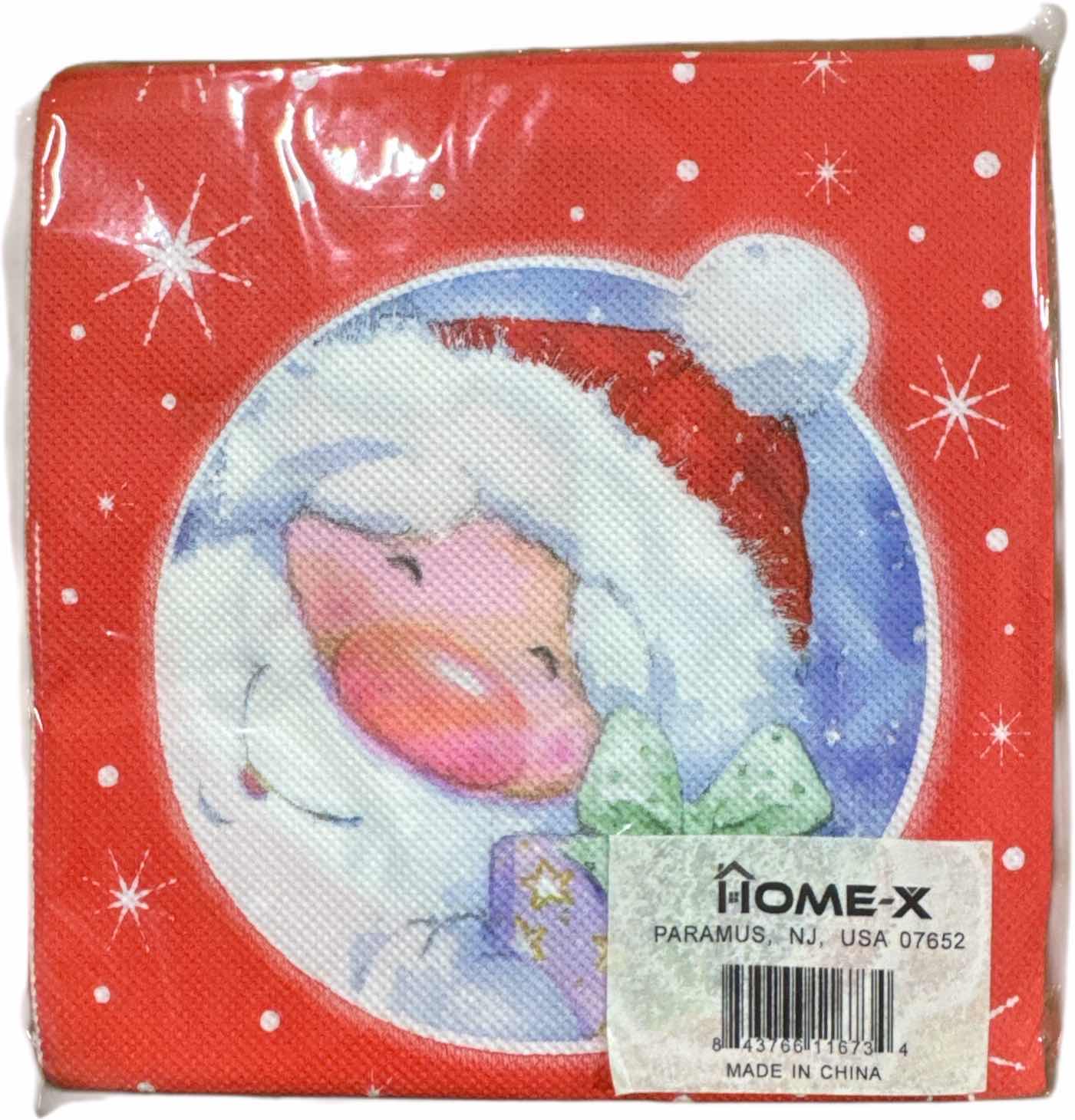 Photo 1 of CASE OF HOME-X HOLLY JOLLY SANTA CLAUSE PAPER NAPKINS 6.5” (75 SETS/48PCS PER SET/3600 TOTAL) READ NOTES