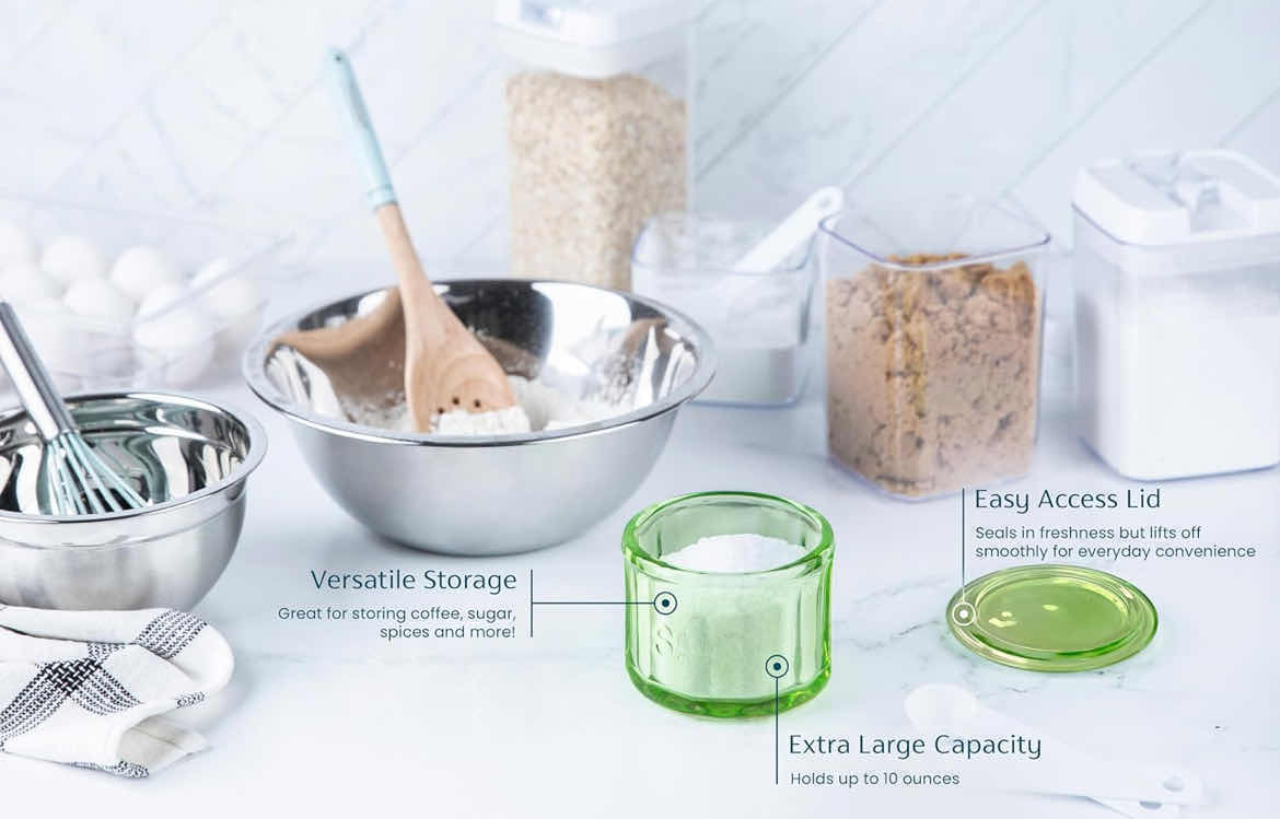 Photo 1 of NEW PALLET OF GREEN GLASS SALT CELLAR CONTAINERS (8 CASES/12 PER CASE) READ NOTES