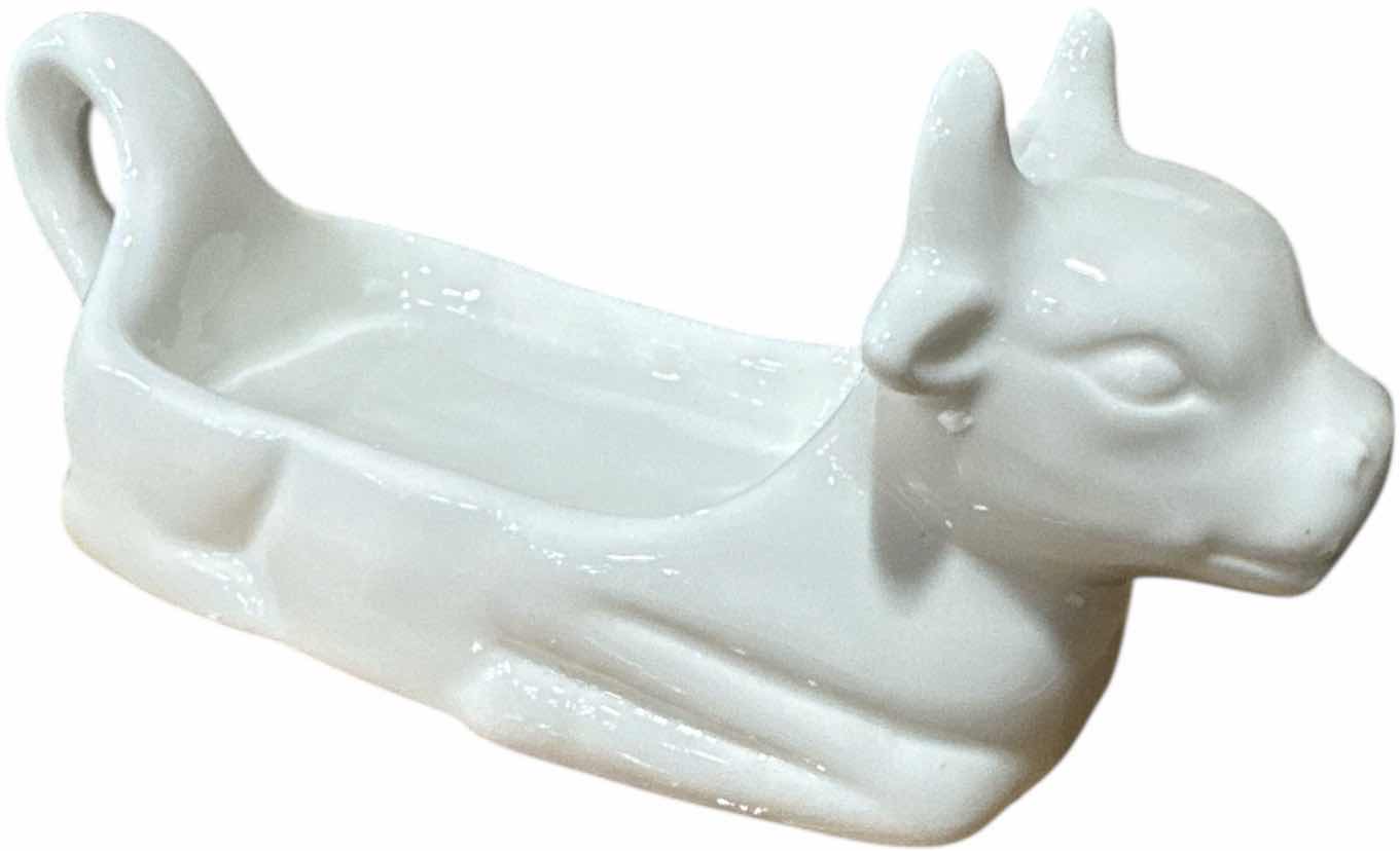 Photo 1 of 2- HOME-X COW BUTTER CERAMIC DISH WHITE 8” X 3” X H4”