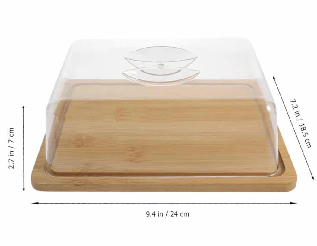 Photo 1 of HOME-X BAMBOO CHEESE BOARD STORAGE CONTAINER, ACRYLIC LID 12 TOTAL