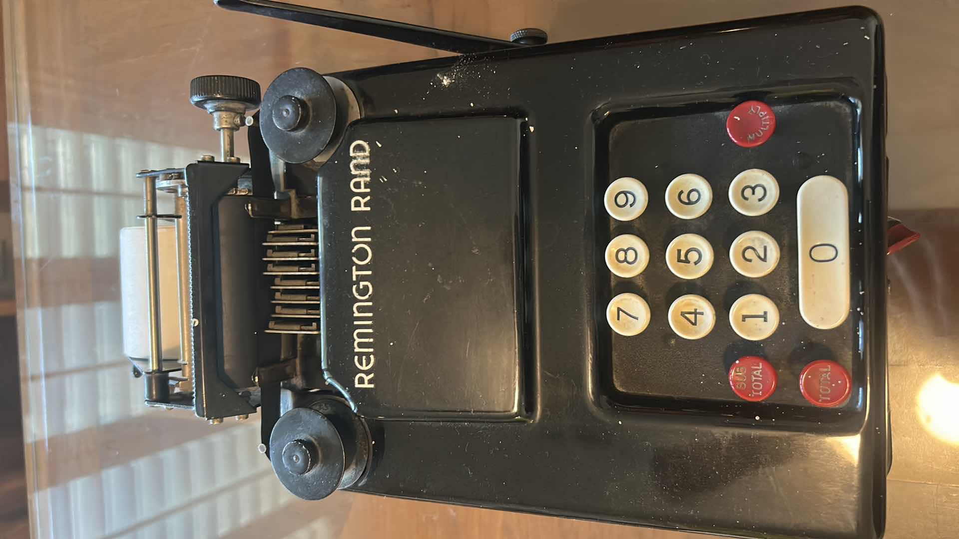 View 2 of VINTAGE REMINGTON RAND MECHANICAL 10 KEY ADDING MACHINE & CALCULATOR FROM 1920s