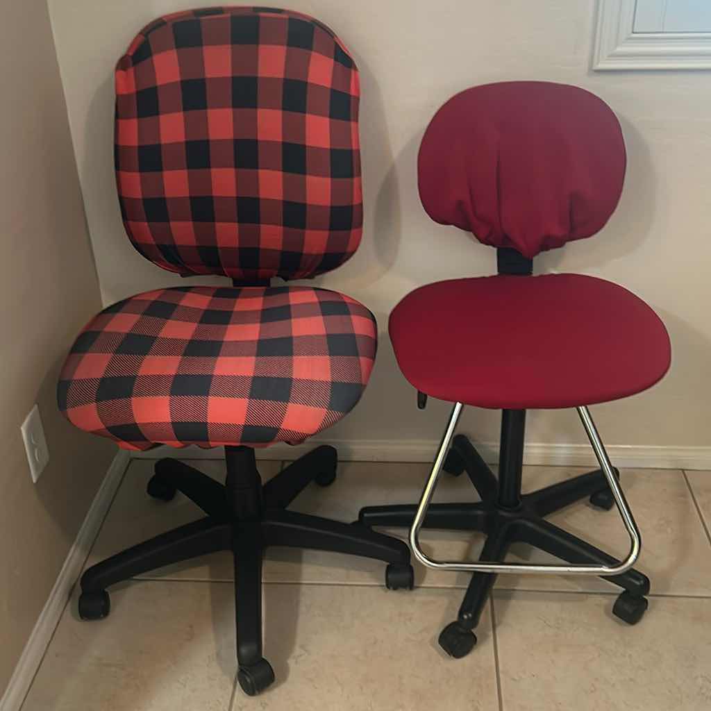 View 1 of 2- RED OFFICE CHAIRS ON CASTERS