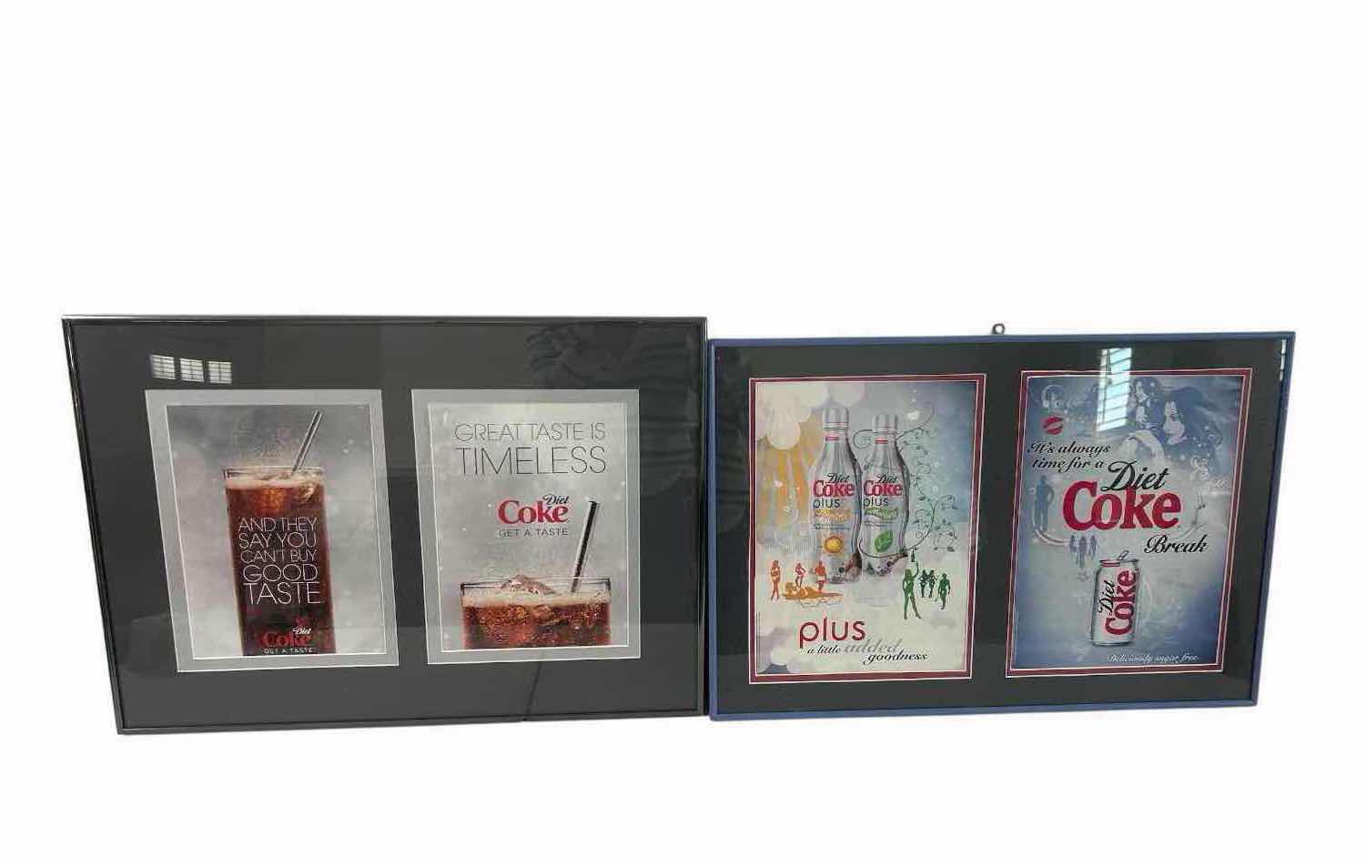View 1 of 2- DOUBLE MATTED FRAMED VINTAGE STYLE DIET COKE PRINT ADVERTISEMENTS 23" X 17" 23" X 16"