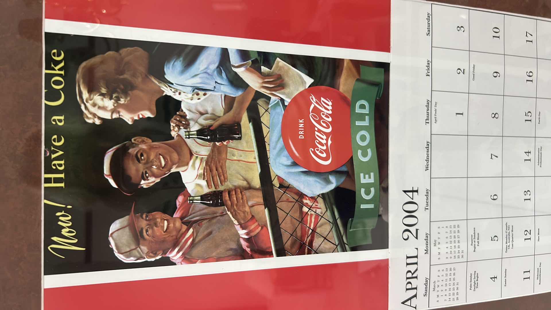 View 2 of THREE VINTAGE FRAMED COCA COLA ADVERTISING CALENDAR PAGES FROM 2000