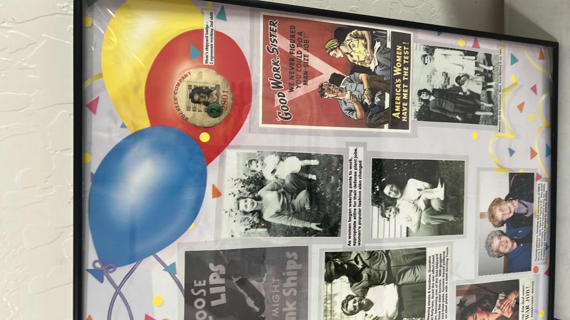 View 3 of FRAMED WORLD WAR II DISPLAY W COLLECTION WARTIME MEMORABILIA DOCUMENTS ETC 30" X 25"