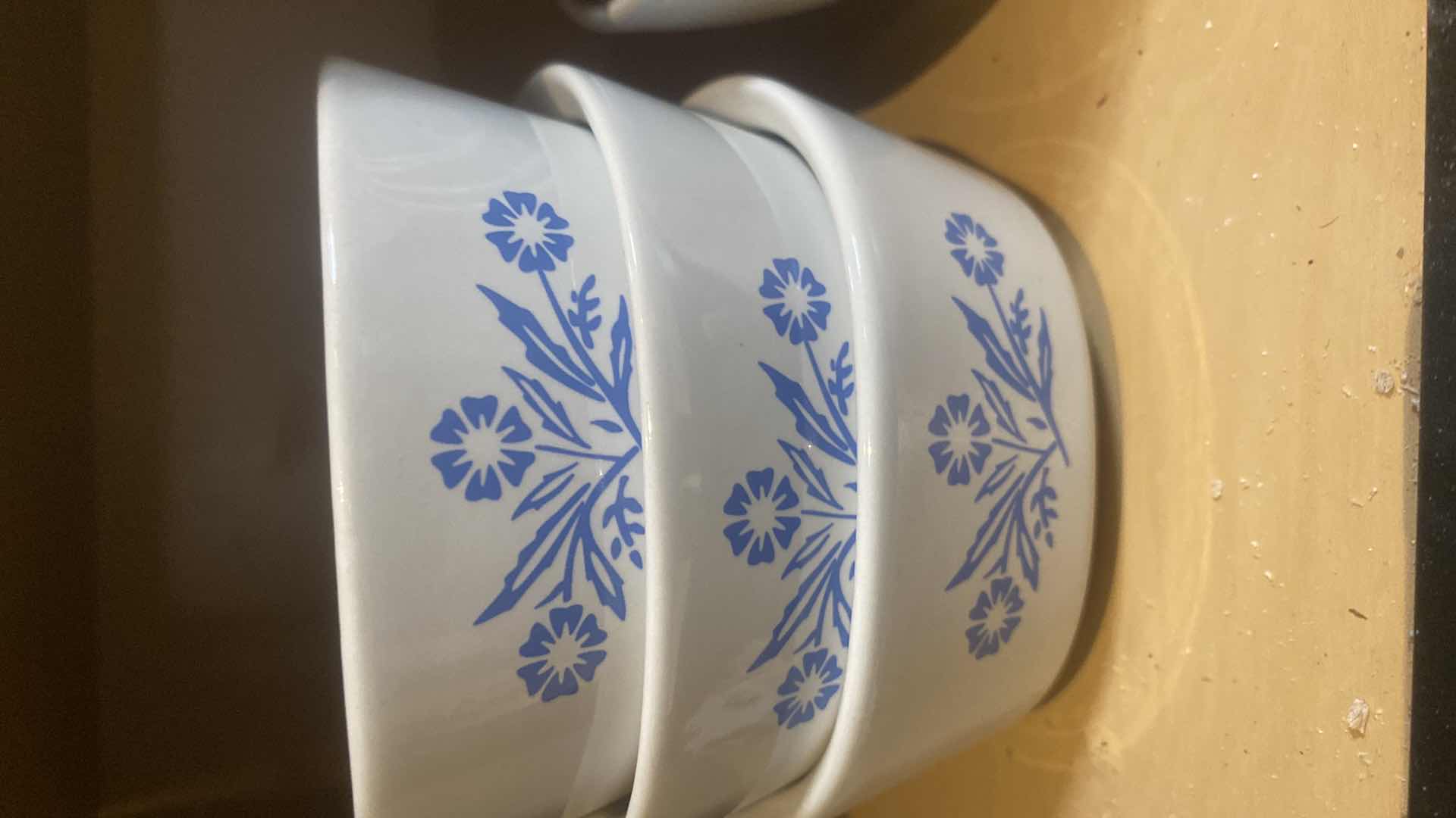 View 2 of CONTENTS IN CABINET -10 - CORNING WARE, BLUE CORN FLOWER RAMEKINS