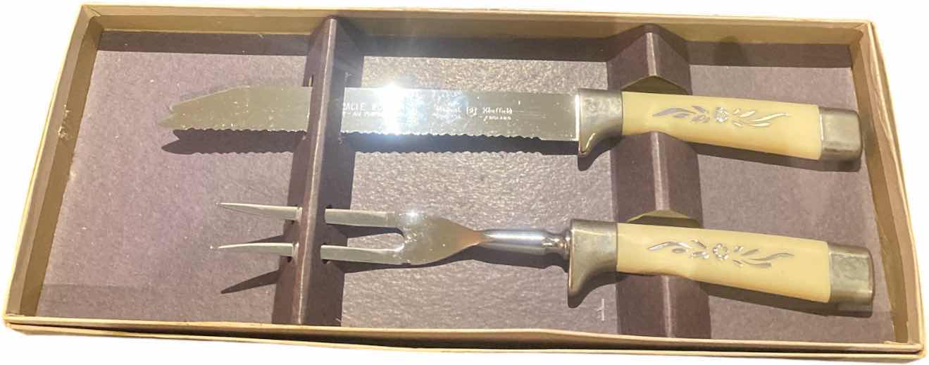View 1 of VINTAGE THE MIRACLE WORKER REGENT STAINLESS KNIFE SET BY SHEFFIELD ENGLAND