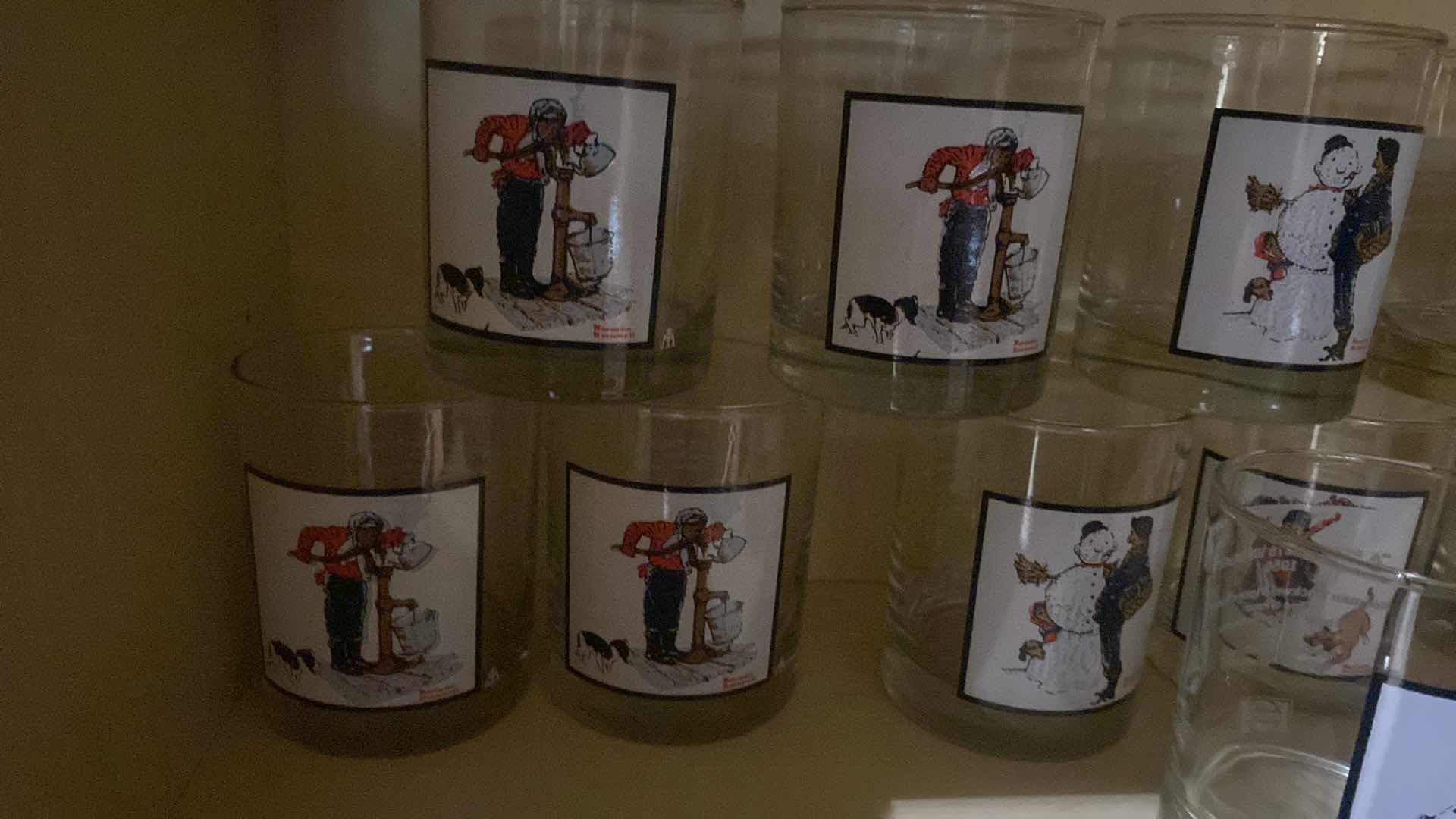 View 3 of SHELF OF VINTAGE PEPSI NORMAN ROCKWELL WINTER SCENE BY ARBY’S COLLECTOR SERIES (12)