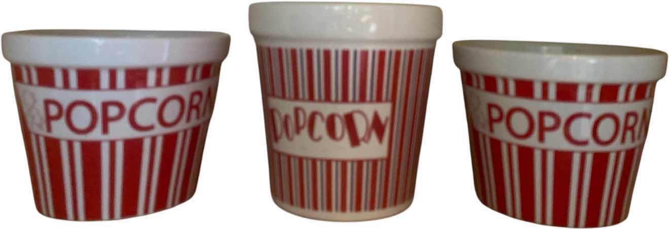 View 1 of PERSONAL SIZE POPCORN CERAMIC BOWLS (3)