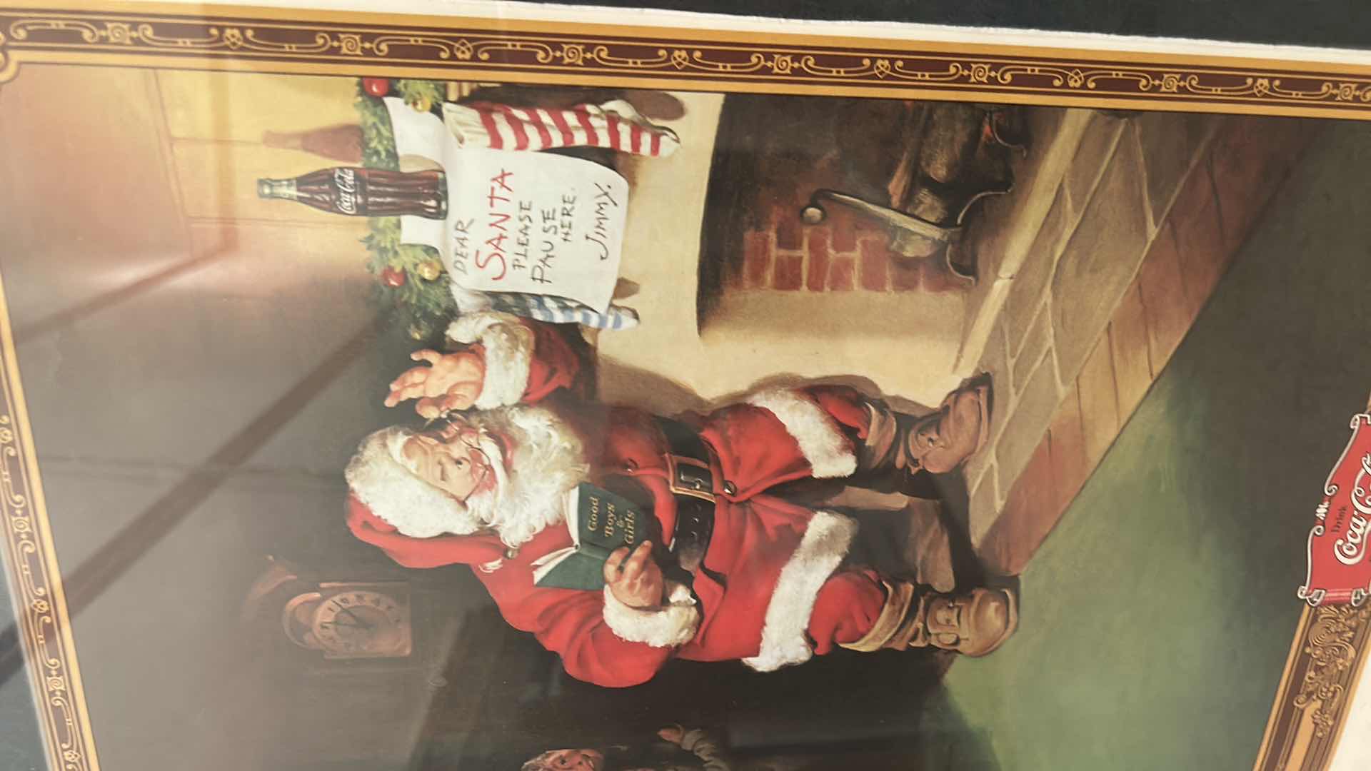 View 3 of FRAMED VINTAGE 1973–1974 COCA-COLA CHRISTMAS ADVERTISING CALENDAR 13 1/2” x H24 1/4”