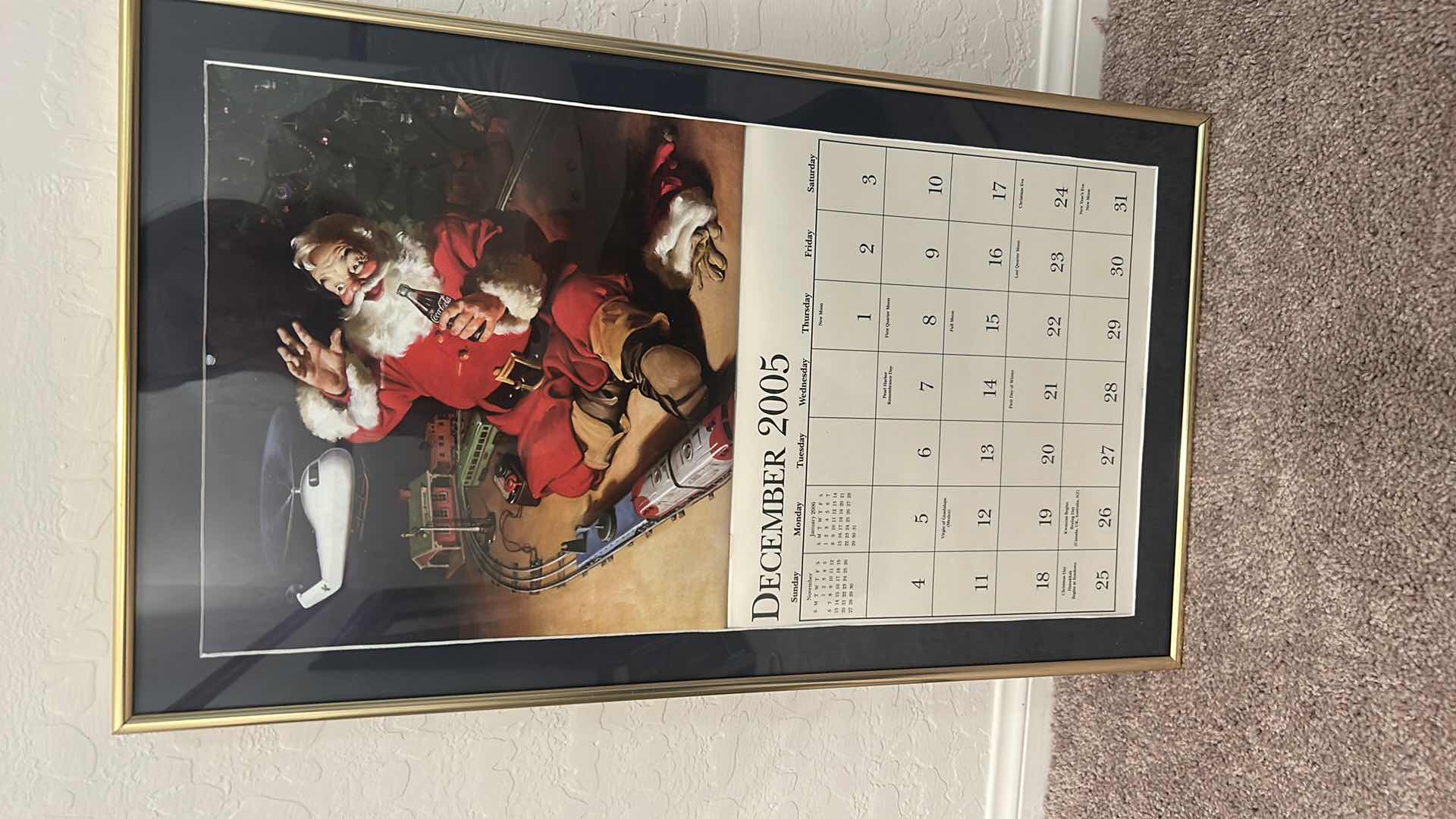 View 2 of 3 - FRAMED VINTAGE STYLE COCA-COLA ADVERTISING PRINTCALENDARS LARGEST 15" X 27"