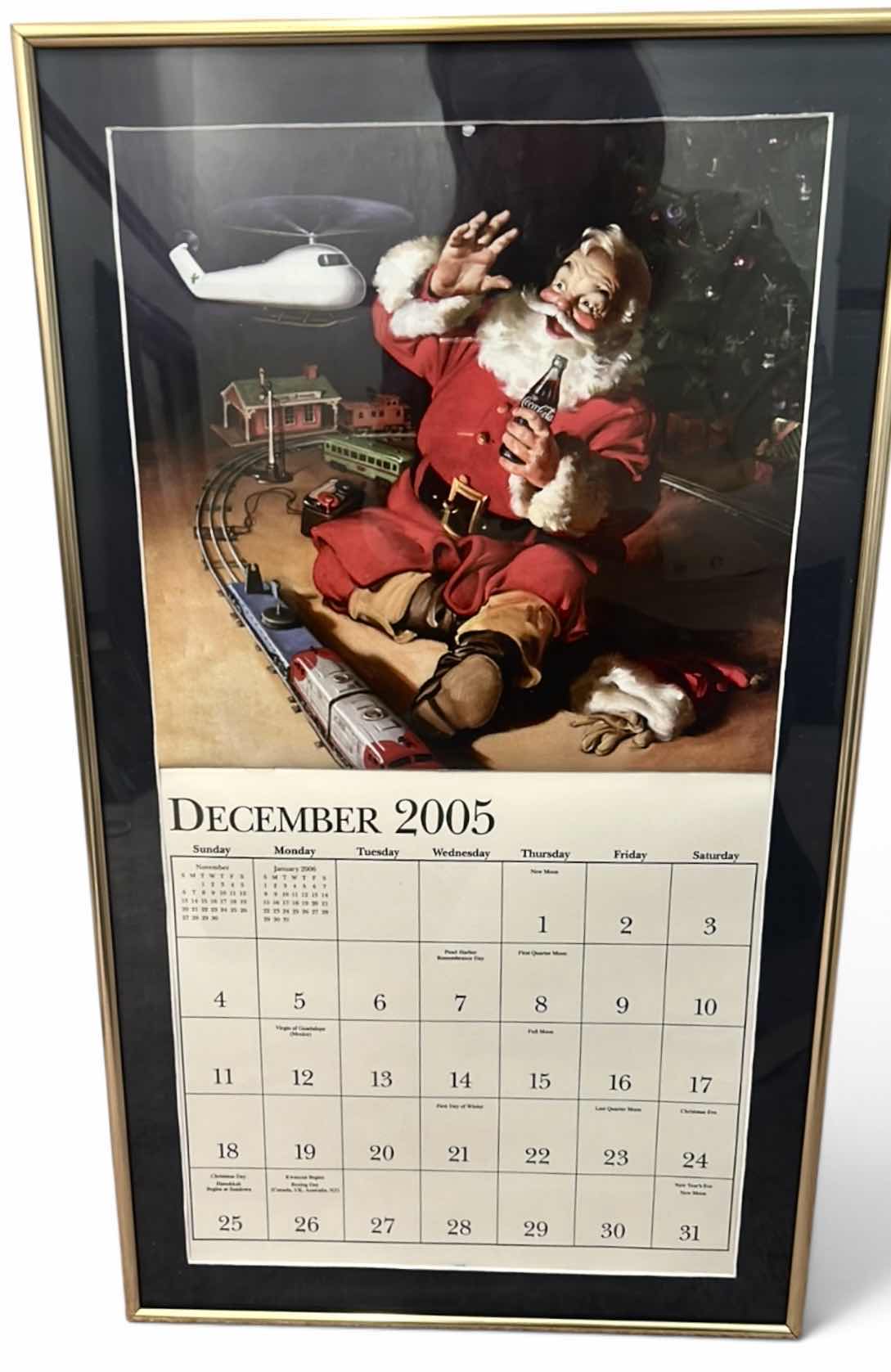 View 1 of 3 - FRAMED VINTAGE STYLE COCA-COLA ADVERTISING PRINTCALENDARS LARGEST 15" X 27"