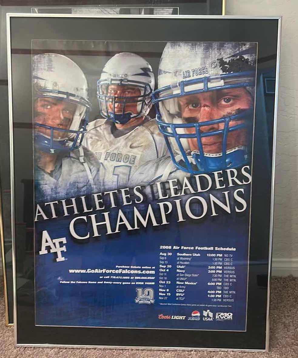 View 2 of FRAMED 2008 AIR FORCE FALCONS FOOTBALL TEAM PROMOTIONAL SCHEDULE POSTER 21 1/2” x H27 1/2