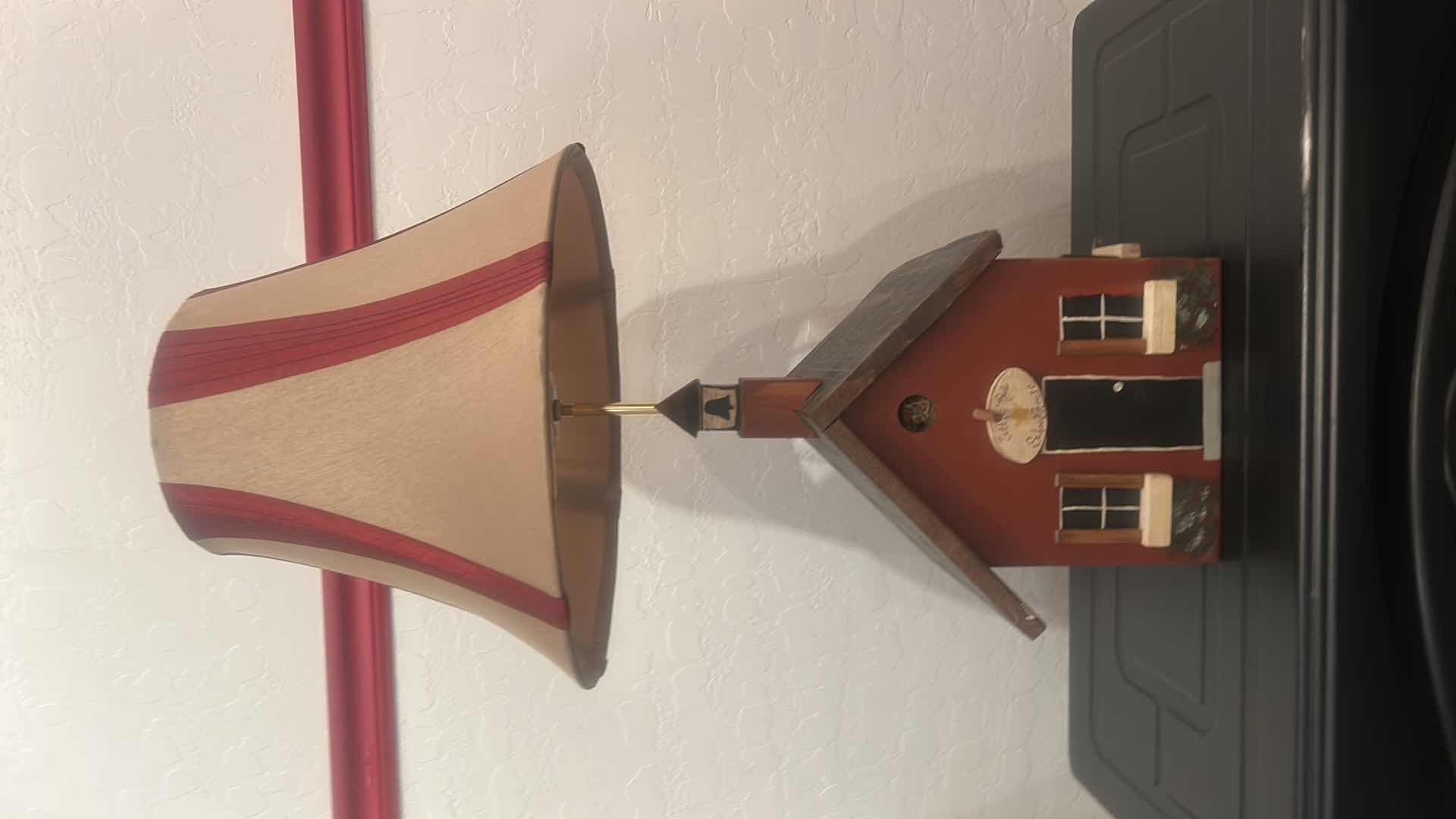 View 2 of HANDMADE WOODEN SCHOOLHOUSE LAMP H25.5”