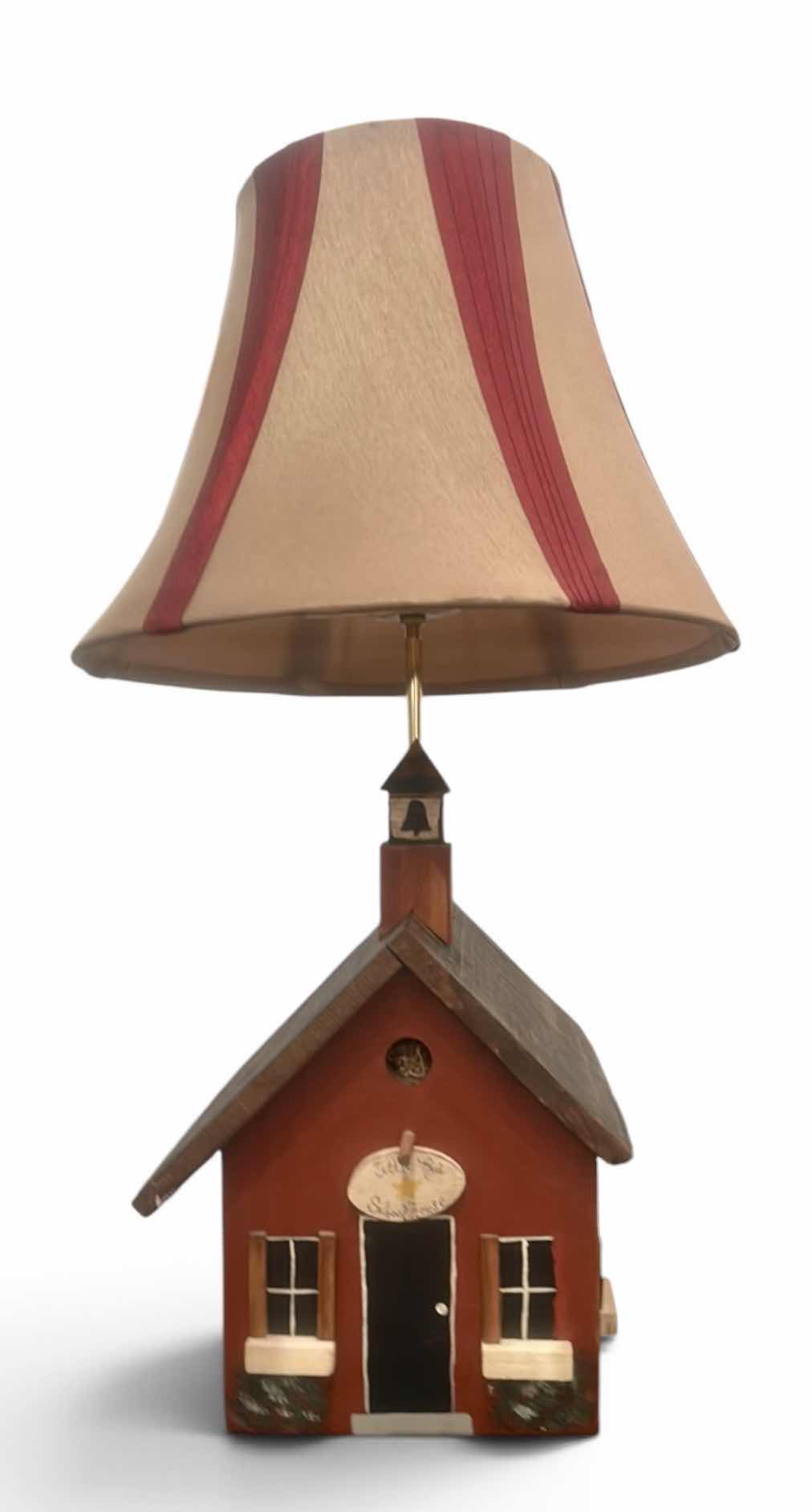 View 1 of HANDMADE WOODEN SCHOOLHOUSE LAMP H25.5”