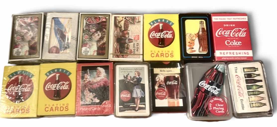 View 1 of 14 DECKS OF COCA-COLA PLAYING CARDS