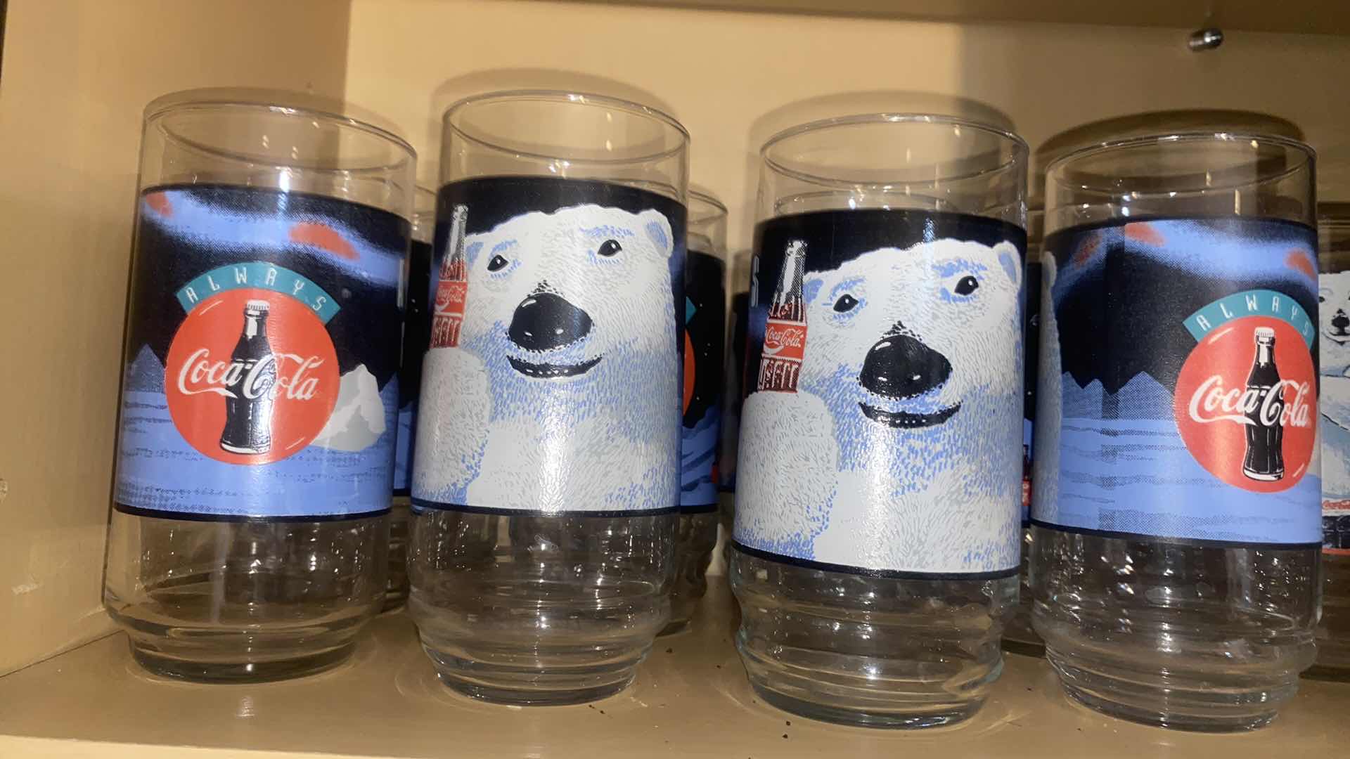 View 2 of CONTENTS OF CABINET VINTAGE COCA-COLA GLASSES (21)