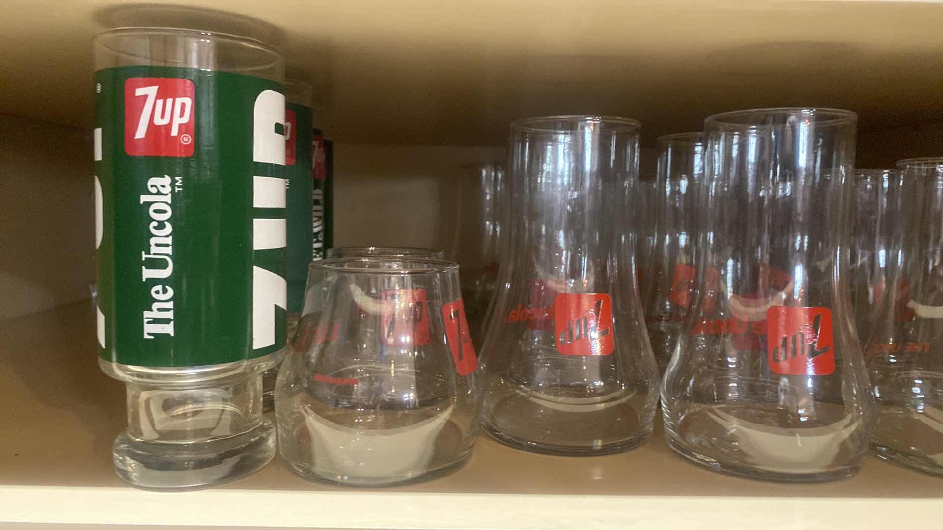 View 2 of VINTAGE 7-UP GLASSES (22)