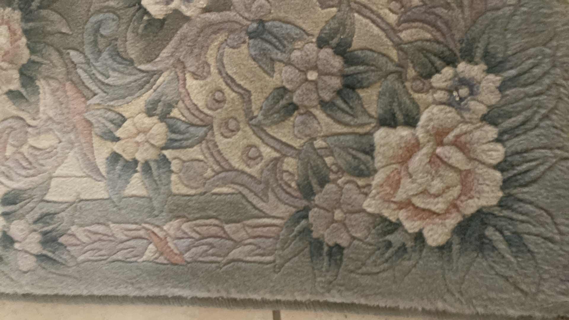 View 2 of TRADITIONAL HAND TUFTED WOOL AREA RUG LIGHT GREEN 45“ X 70“