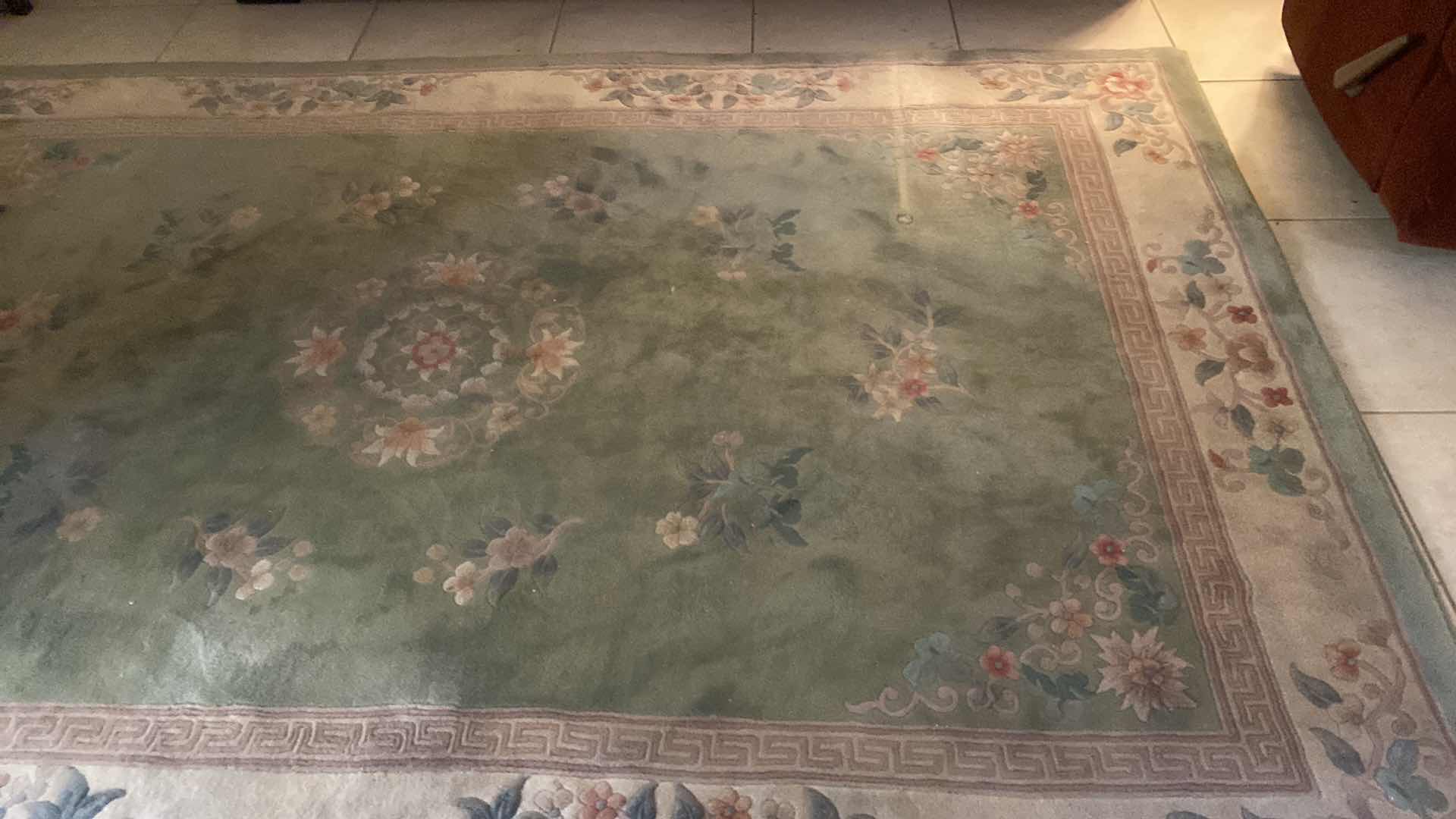 View 3 of TRADITIONAL HAND TUFTED WOOL AREA RUG LIGHT GREEN 6’ x 9’