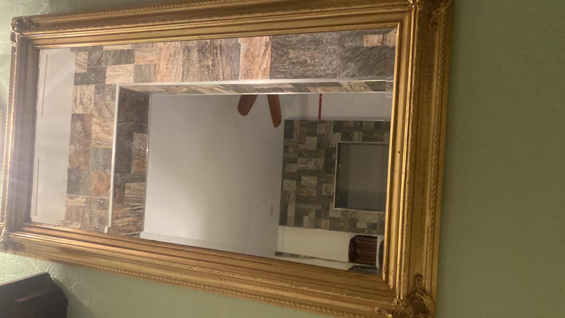 View 3 of GOLD FRAMED BEVELED WALL MIRROR 20” X 35”