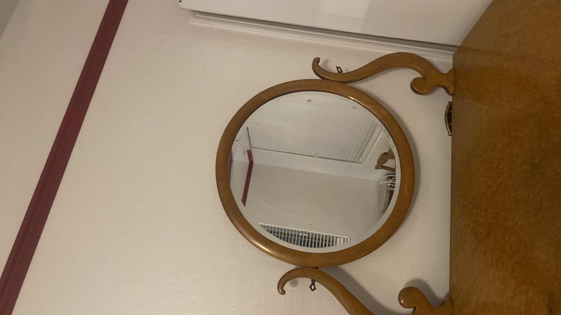 View 2 of ANTIQUE POST GOLD RUSH BIRDSEYE MAPLE HIGH BOY WITH SERPENTINE FRONT & MIRROR 36“ X 21“ H 48 1/2” (MATCHING PIECES AVAILABLE SOLD SEPARATELY)