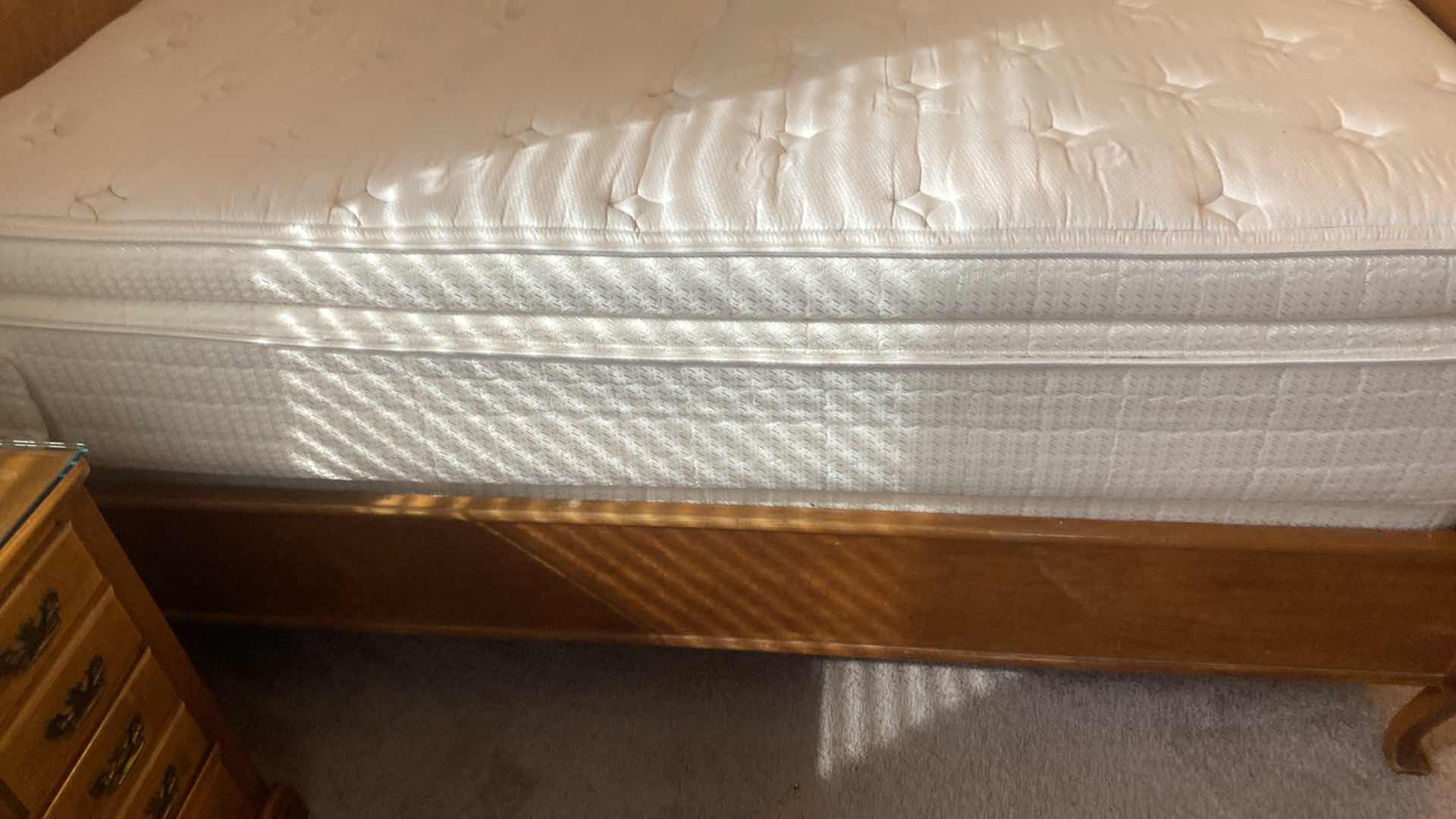 View 8 of ANTIQUE POST GOLD RUSH BIRDSEYE MAPLE HEADBOARD FOOTBOARD AND RAILS FOR FULL-SIZE BED 57 1/2“ X 79“ H 57” (MATTRESS SOLD SEPARATELY, MATCHING PIECES ALSO AVAILABLE)