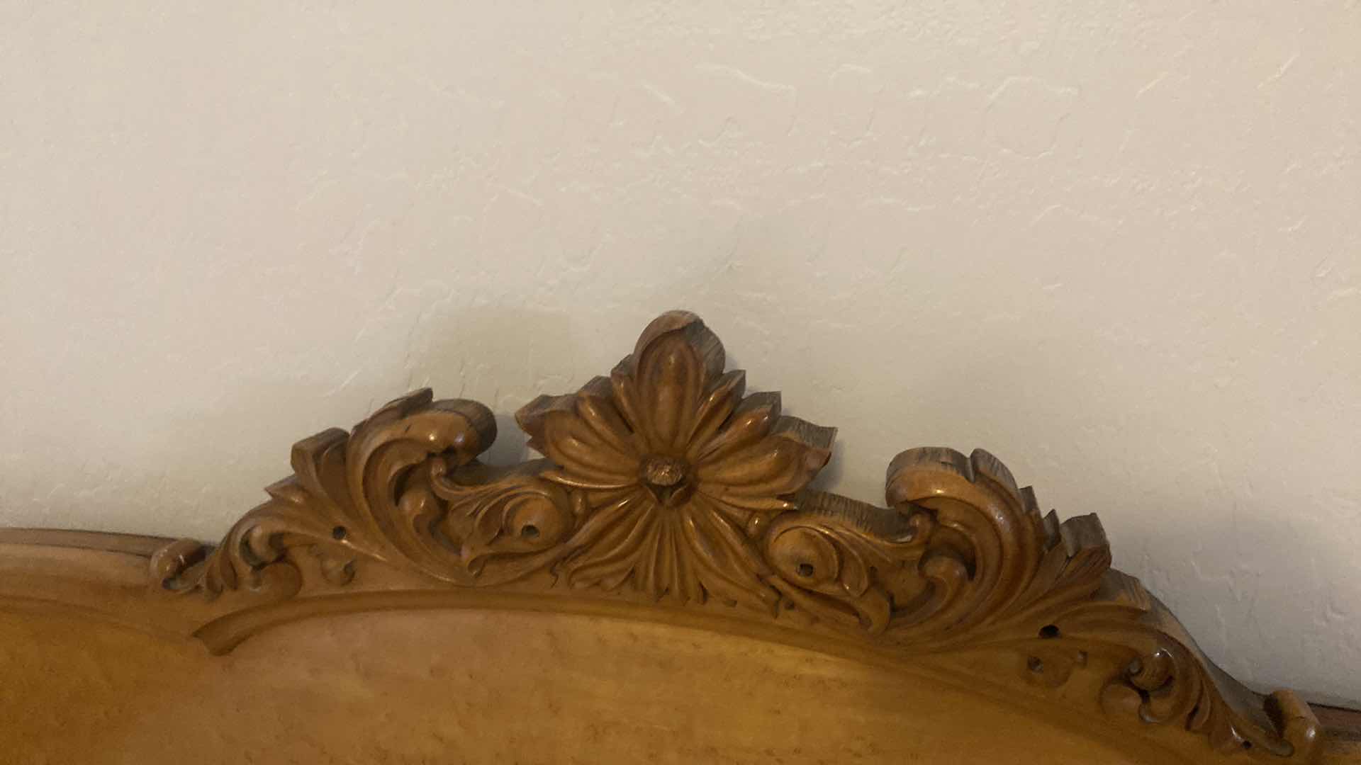 View 6 of ANTIQUE POST GOLD RUSH BIRDSEYE MAPLE HEADBOARD FOOTBOARD AND RAILS FOR FULL-SIZE BED 57 1/2“ X 79“ H 57” (MATTRESS SOLD SEPARATELY, MATCHING PIECES ALSO AVAILABLE)