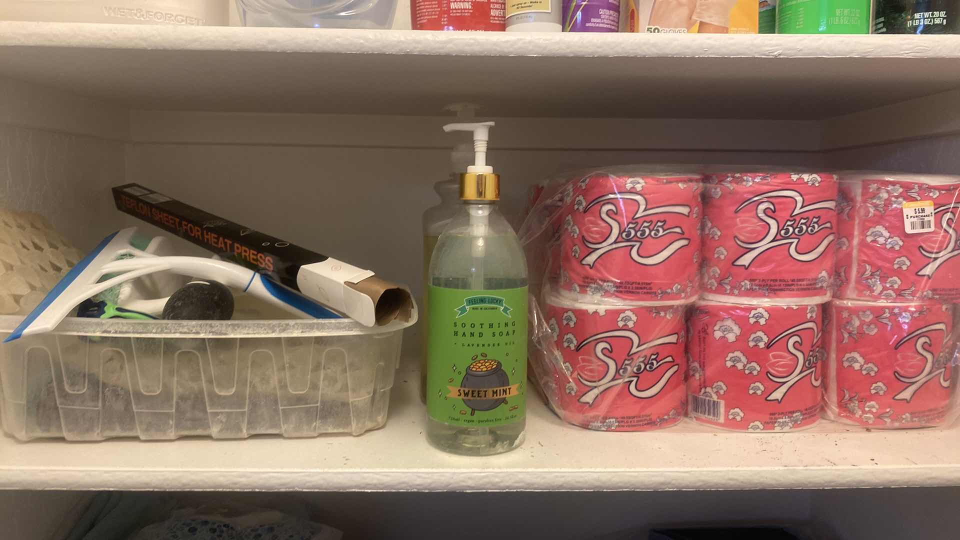View 3 of TWO SHELVES IN CLOSET – CLEANING SUPPLIES AND PERSONAL CARE