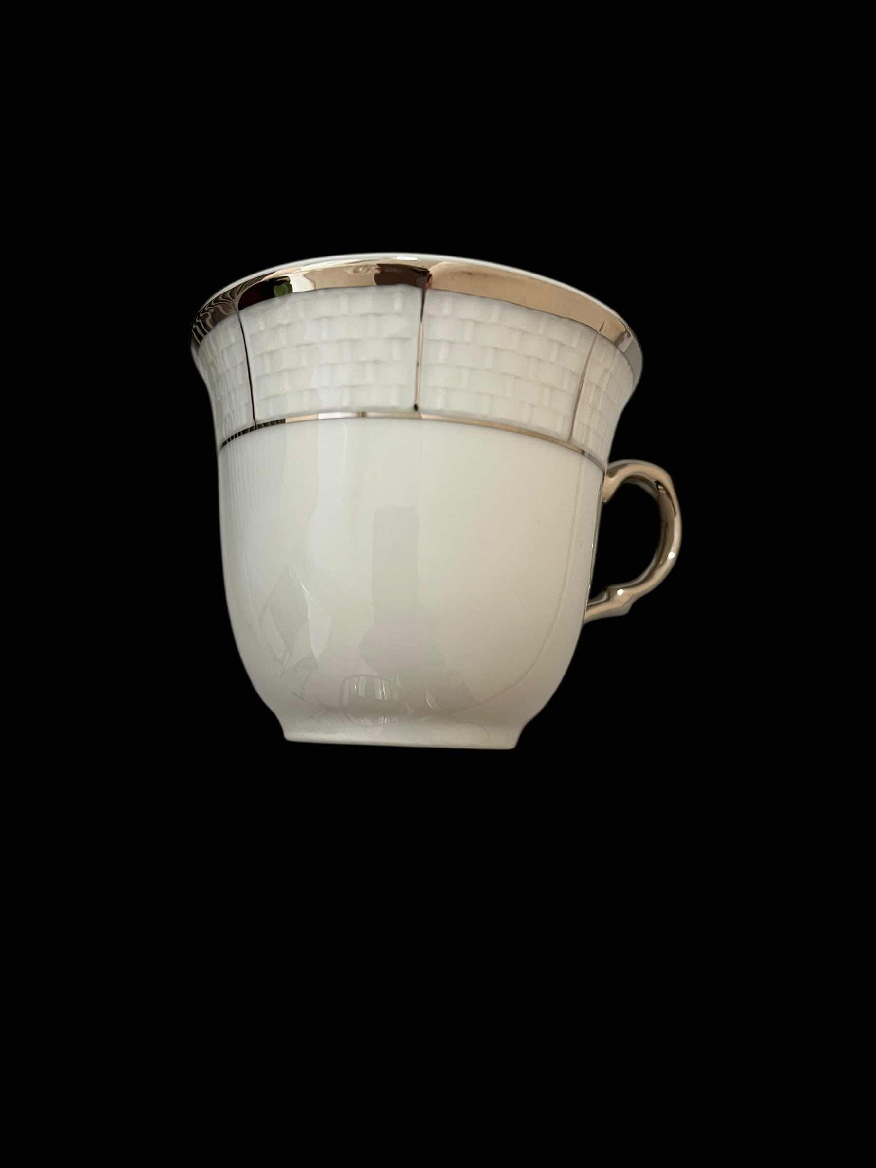 Photo 1 of 12-VINTAGE CHINA “SILVER EMBOSSED” THUN TEACUPS AND SAUCERS (PART OF FULL CHINA SET SOLD SEPARATELY)