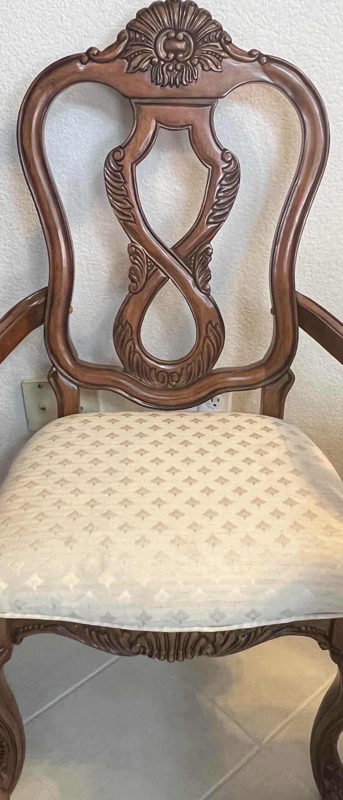 Photo 1 of 4-UPHOLSTERED “ARMLESS” DINING CHAIRS. (10 TOTAL IN DINING SET. SOLD SEPARATELY IN SETS. 2 TOTAL WITH ARMS)