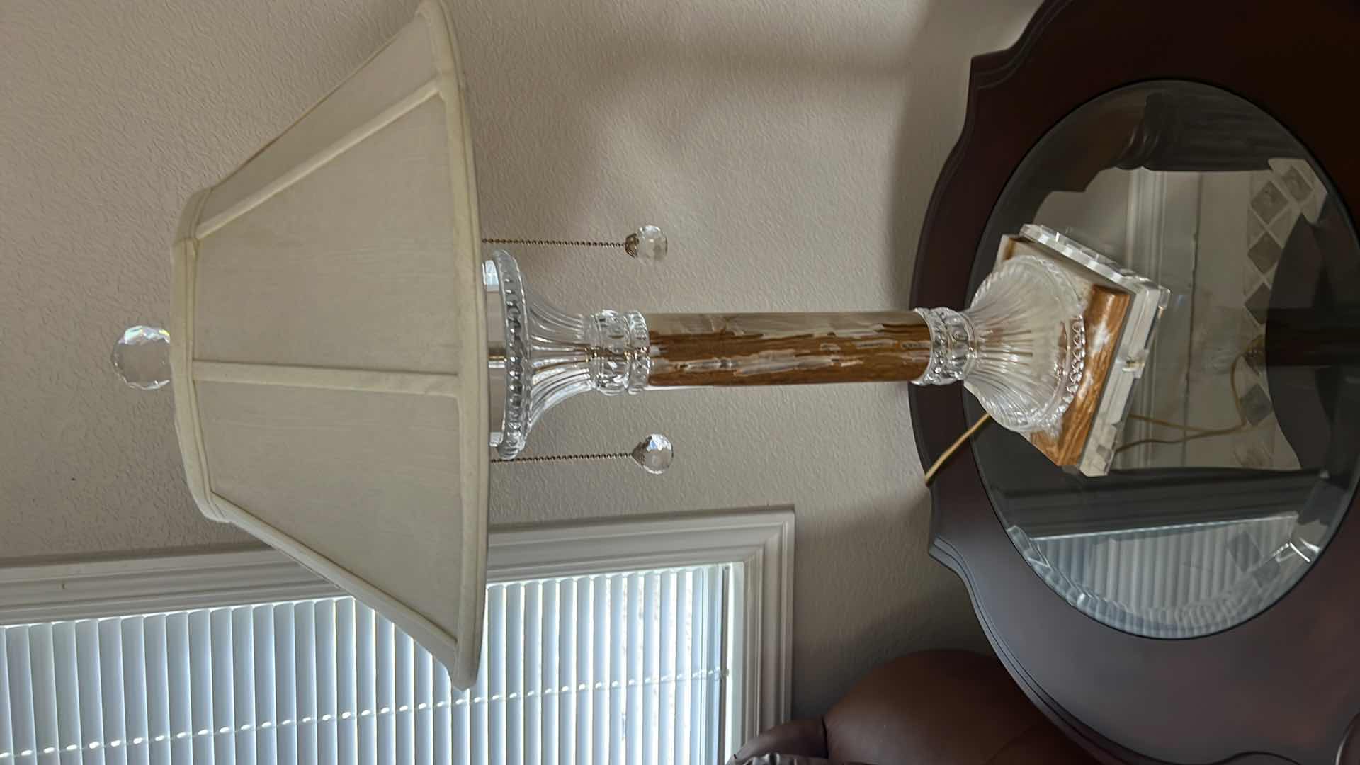 Photo 1 of GLASS AND MARBLE TABLE LAMP. 24"H PART OF MATCHING SET OF 2 (SOLD SEPARATELY)