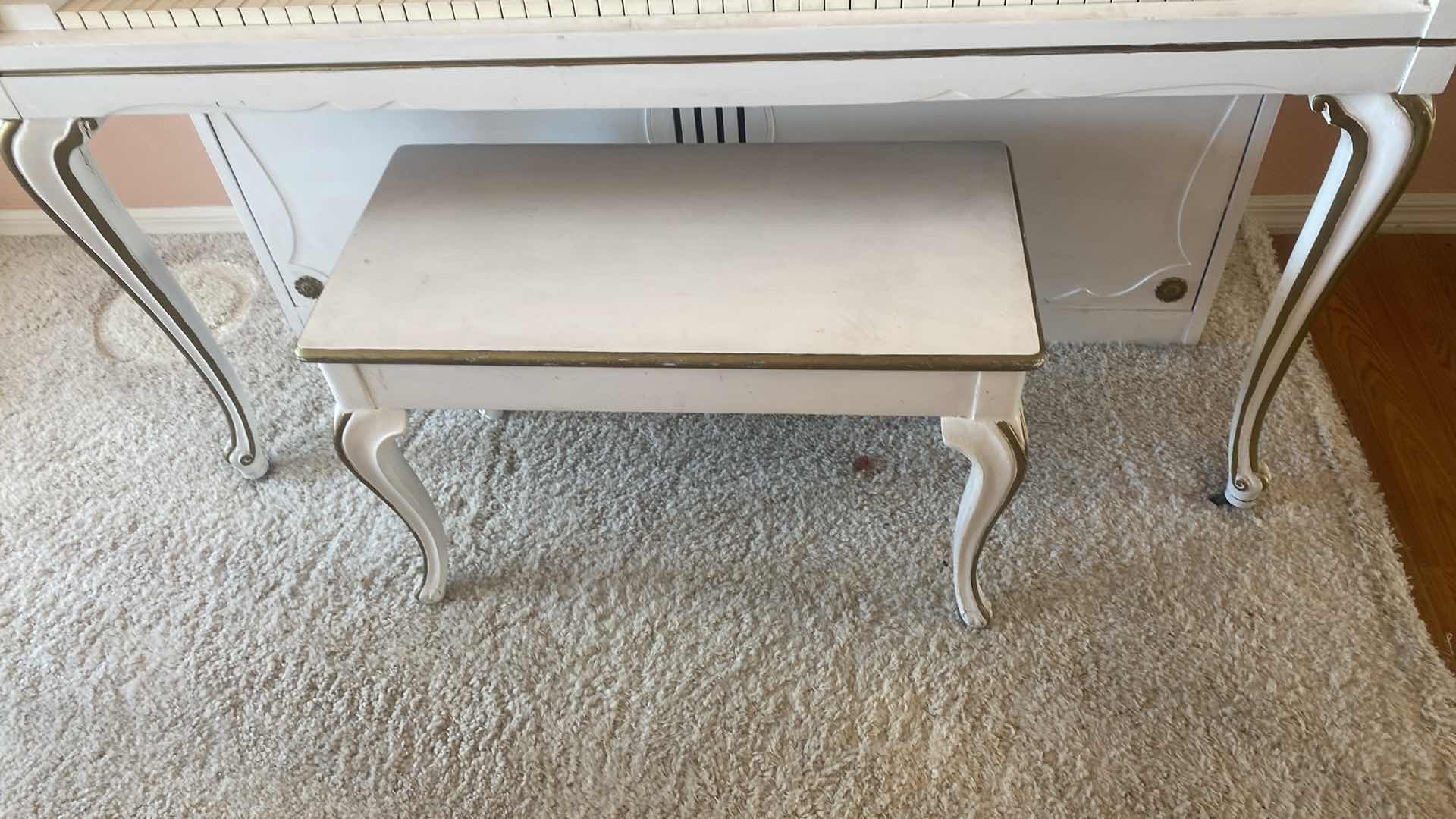 Photo 1 of WHITE PAINTED UPRIGHT PIANO WITH BENCH 57” X 23” H37”