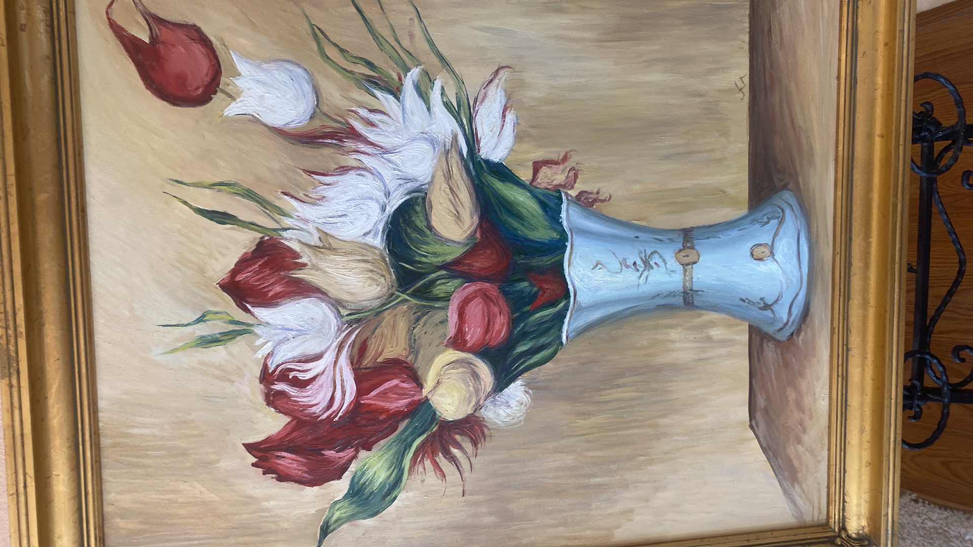 Photo 1 of WOOD FRAMED FLORAL ON CANVAS ARTWORK 36” x 29”