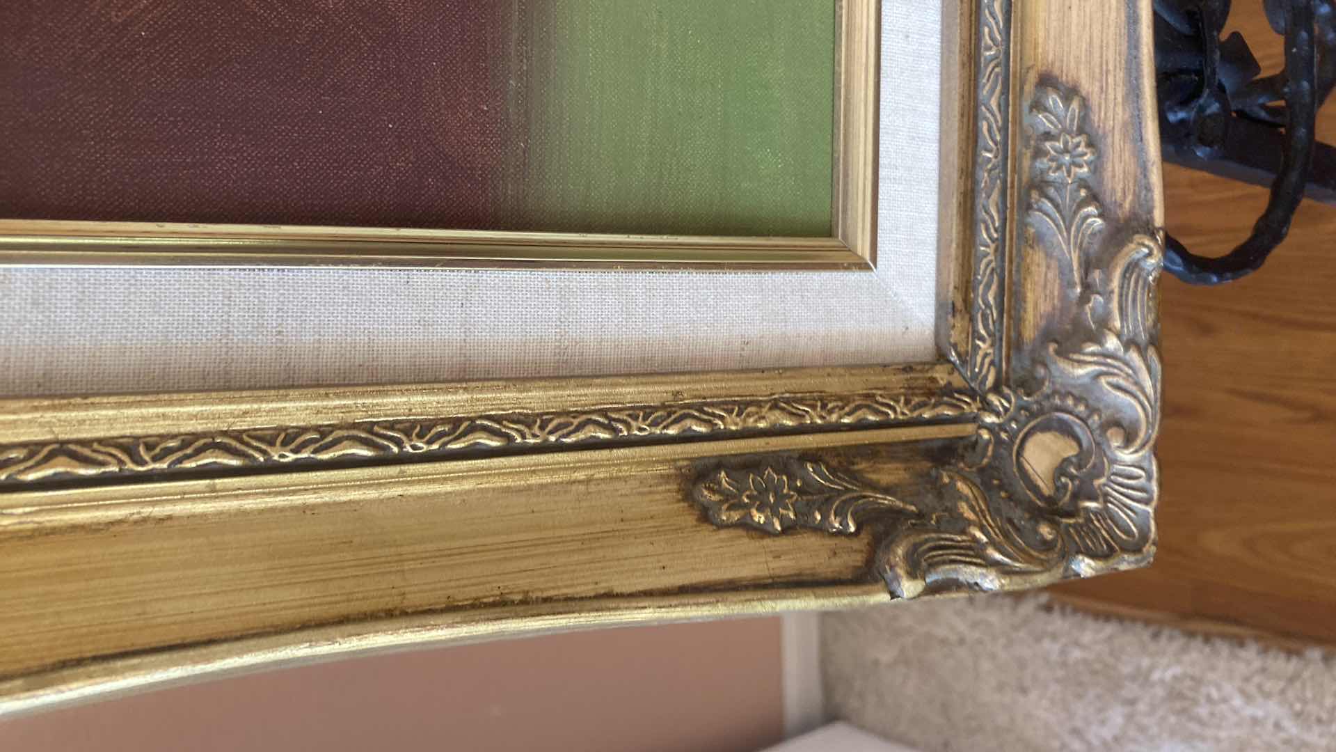 Photo 1 of WOOD FRAMED FLORAL ON CANVAS SIGNED ARTWORK 22” X 25”