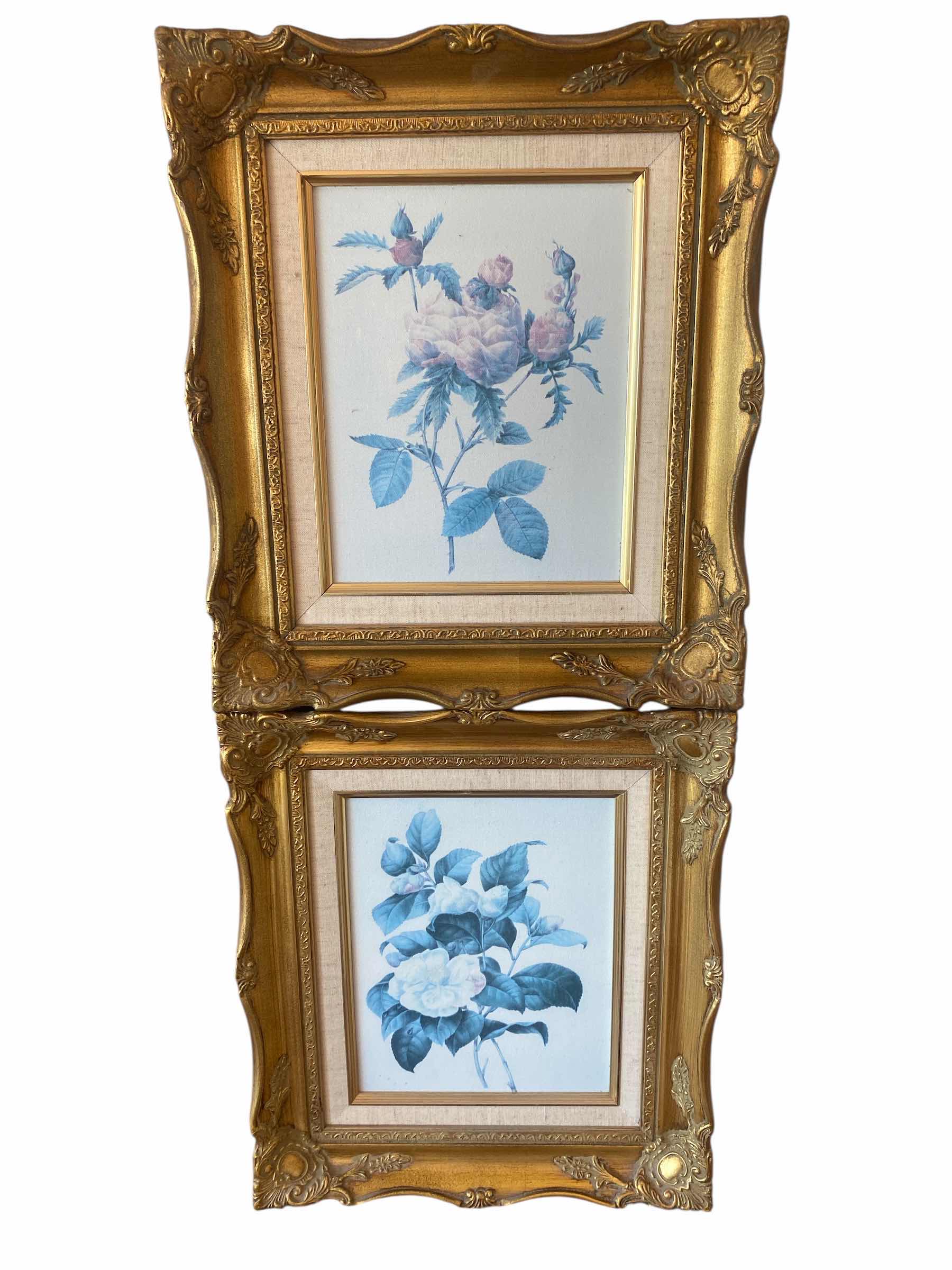 Photo 1 of 2 - ORNATE GOLD FRAMED FLORAL ON CANVAS ARTWORK LARGEST 13 1/2” x 15 1/2”