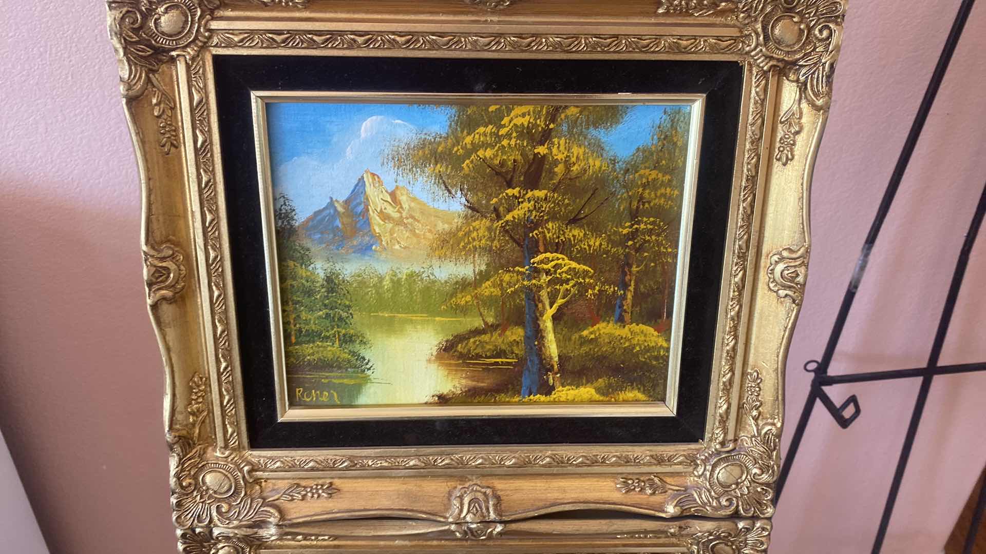 Photo 1 of 2 - WOOD FRAMED LANDSCAPE ON CANVAS SIGNED ARTWORK 15” X 13”